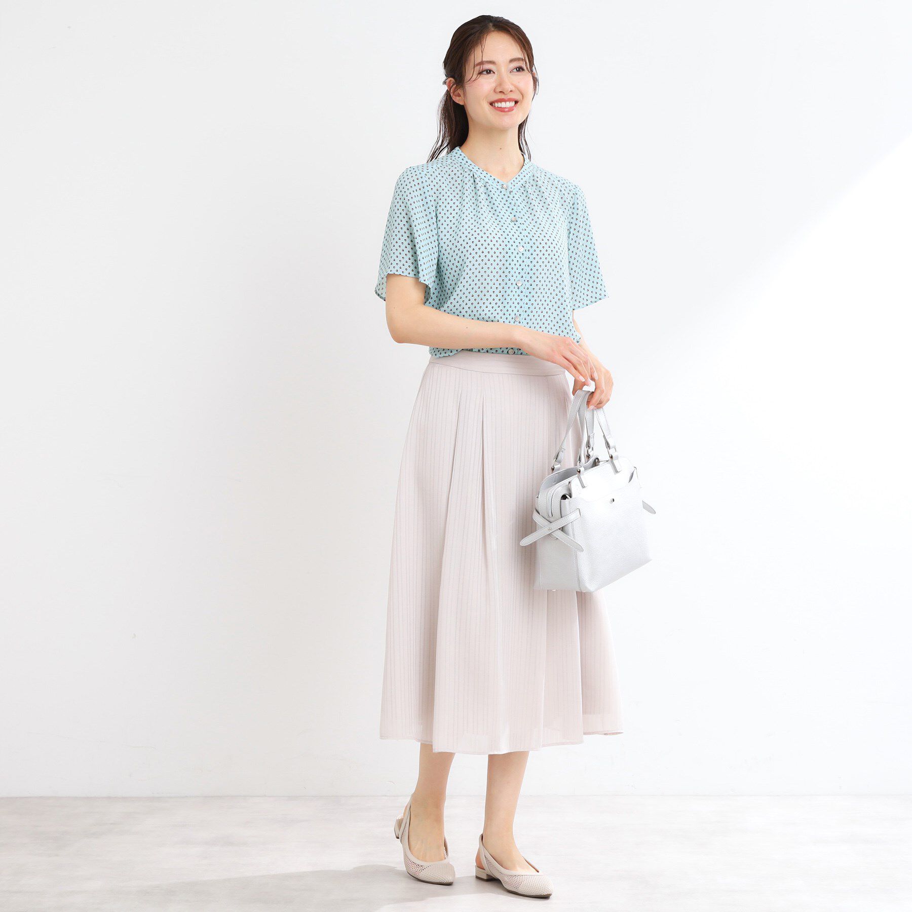 Reflect「【マシンウォッシュ可】五分袖コツキプリントブラウス」|シャツ・ブラウス|