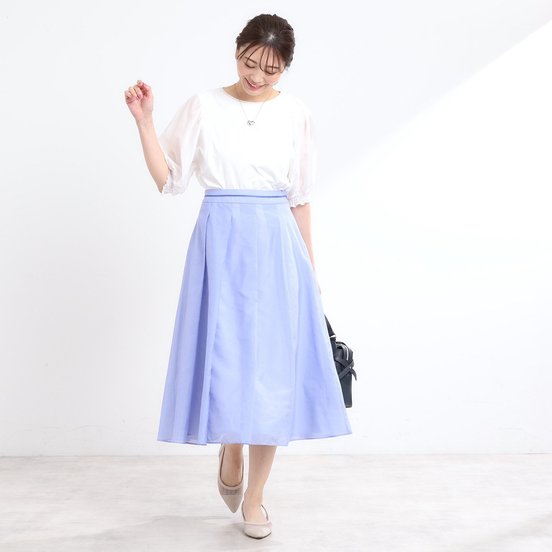 Reflect「【マシンウォッシュ可】シアーパフスリーブTブラウス」|シャツ・ブラウス|