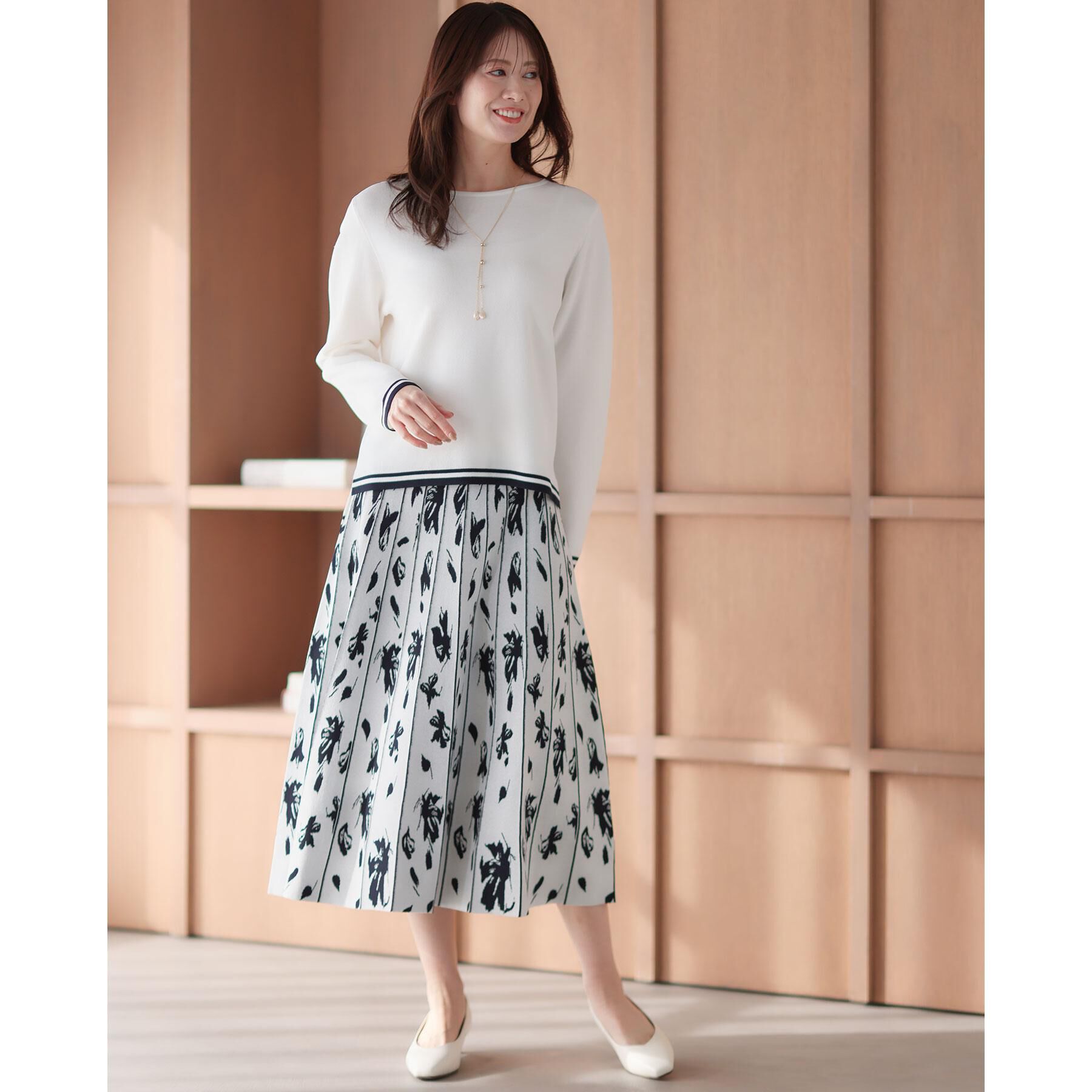 Reflect「【セットアップ可】ダブルジャカードニットフレアスカート」|スカート|