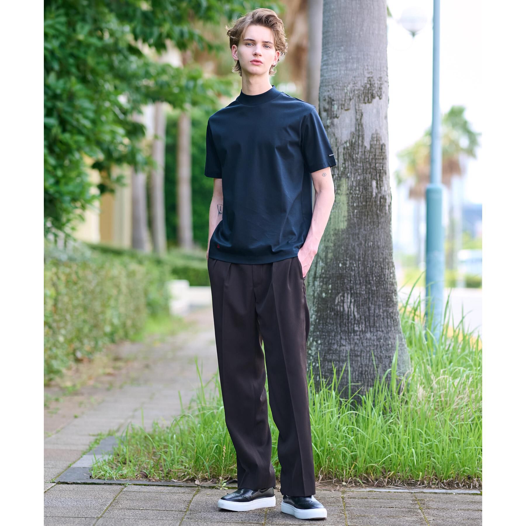 DRESSTERIOR「【接触冷感/抗菌防臭/消臭】ICE CLEAR COTTON モックネックT」|Tシャツ・カットソー|