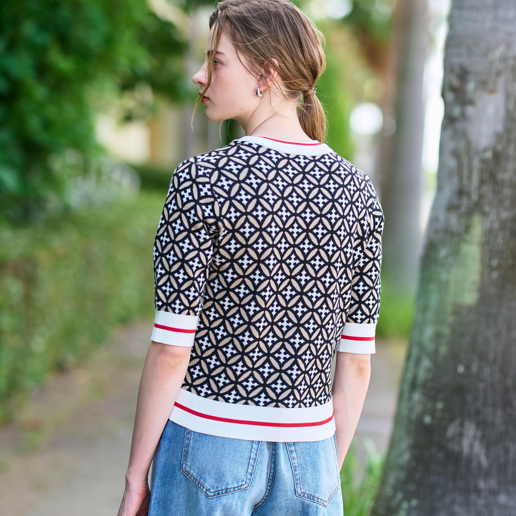 DRESSTERIOR「【美人百花/モデル美香着用】オーバーラップサークルハーフスリーブカーディガン」|カーディガン|