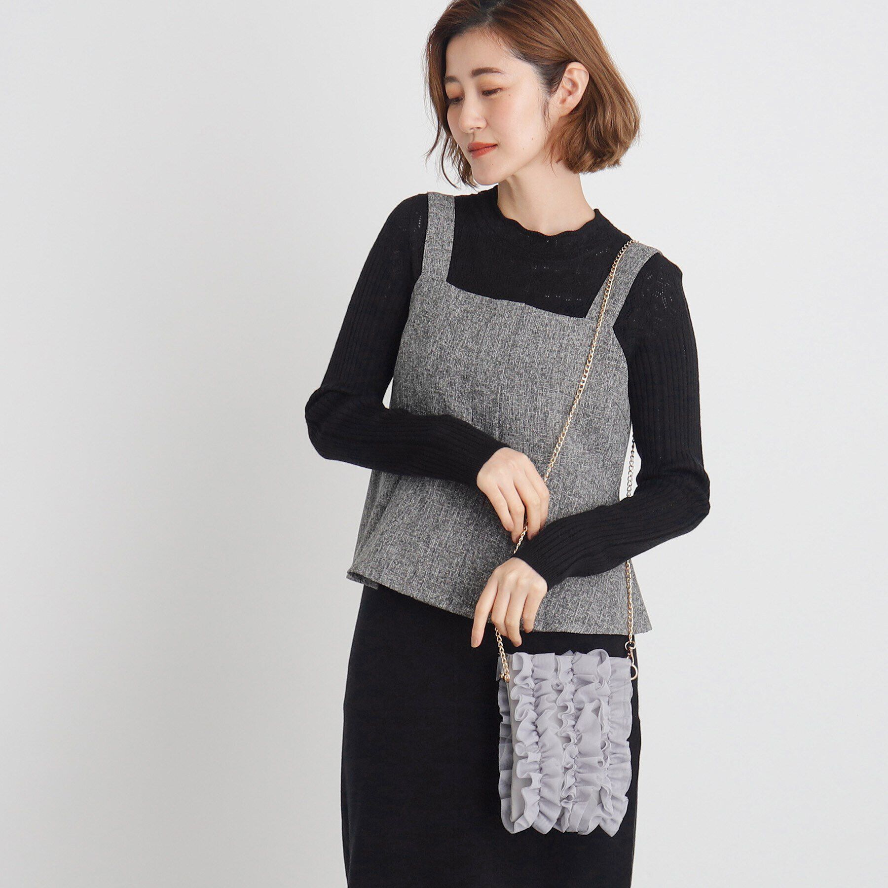 grove「チュールティアードミニショルダー」|ショルダー・メッセンジャー|