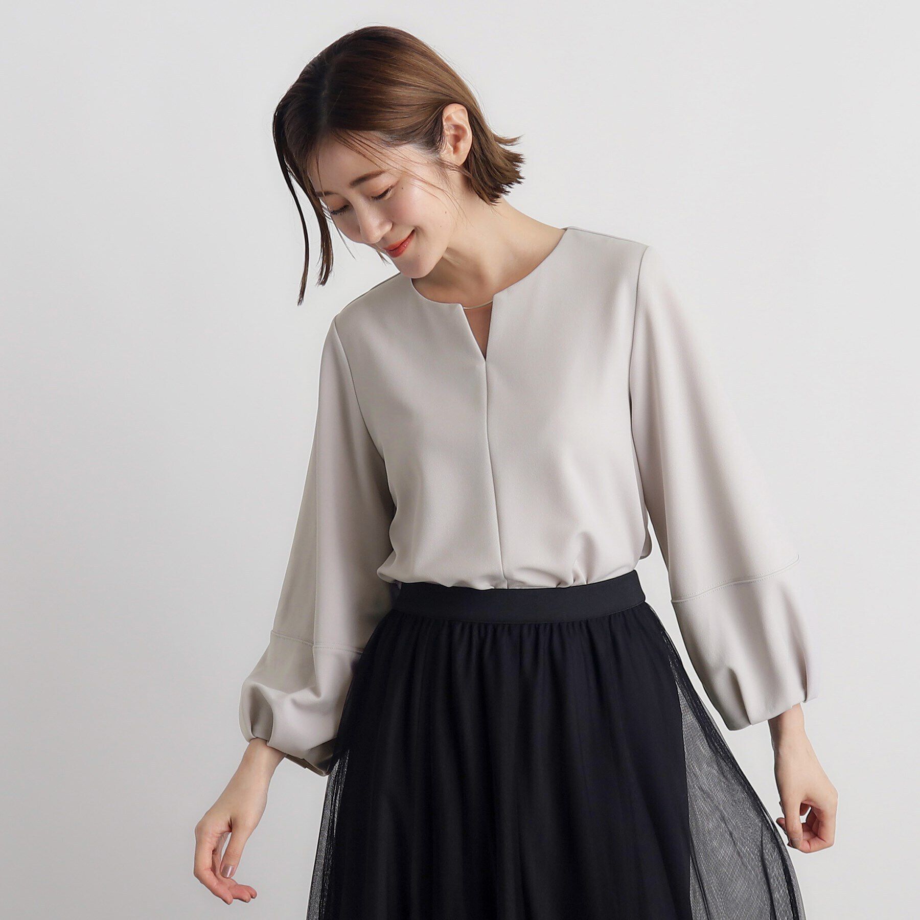 grove「カットツイルランタンスリーブプルオーバー」|Tシャツ・カットソー|ラベンダー(080)