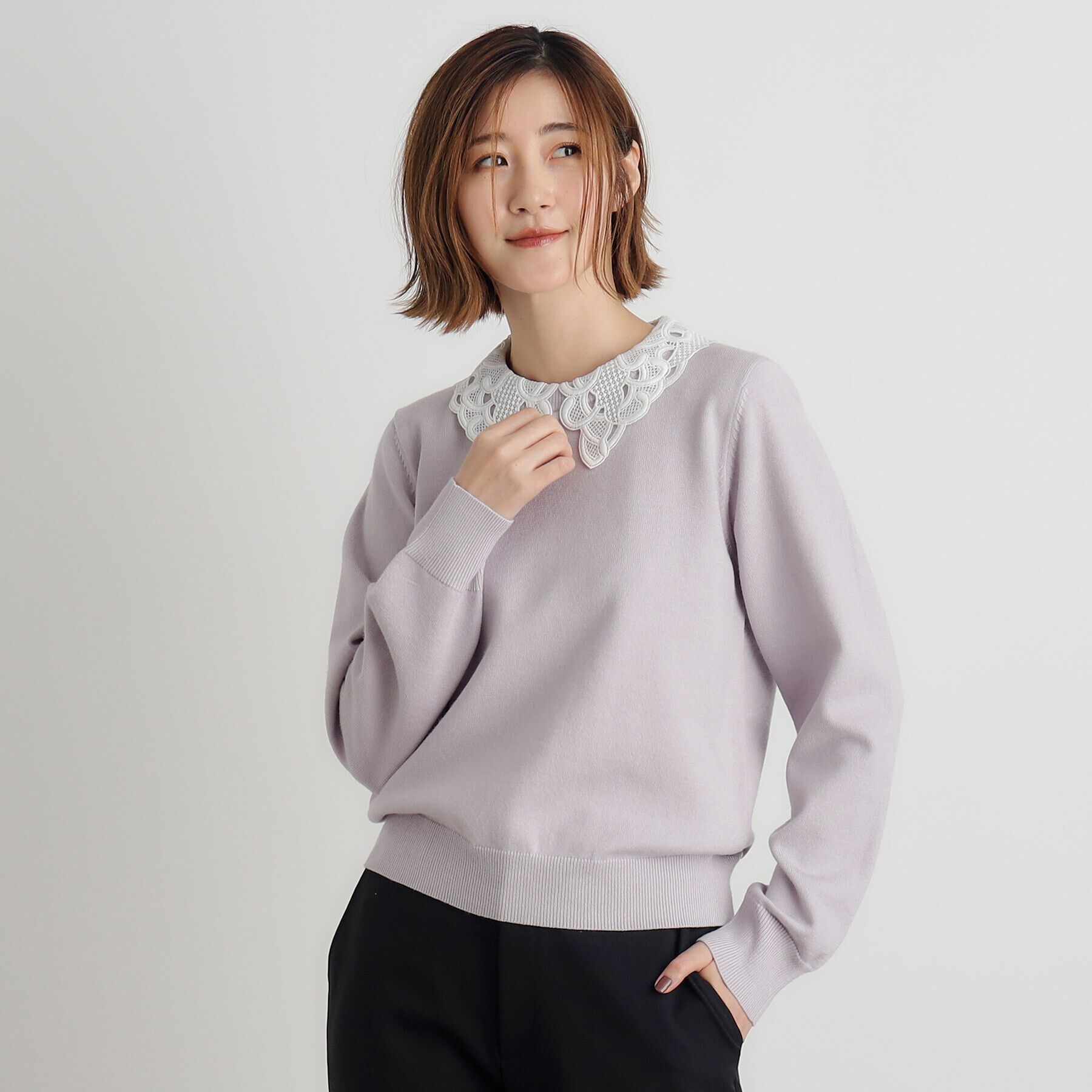 grove「取り外し衿付きニットプルオーバー」|ニット・セーター|