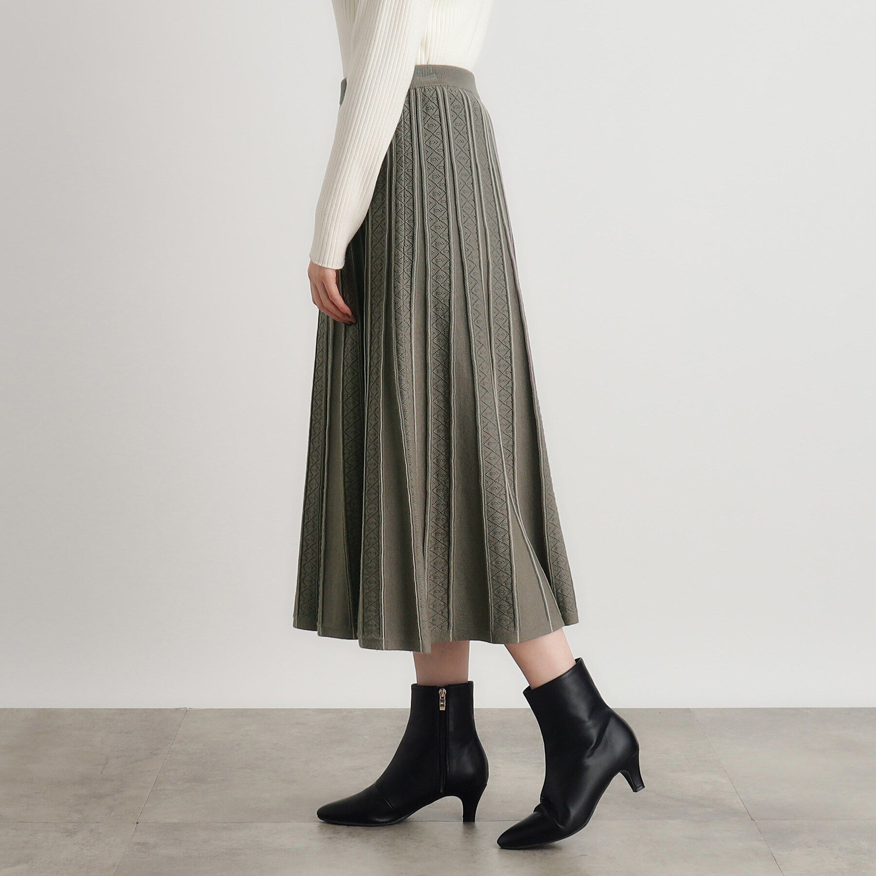 grove「SET UP対応 透かし編み柄ニットスカート」|スカート|