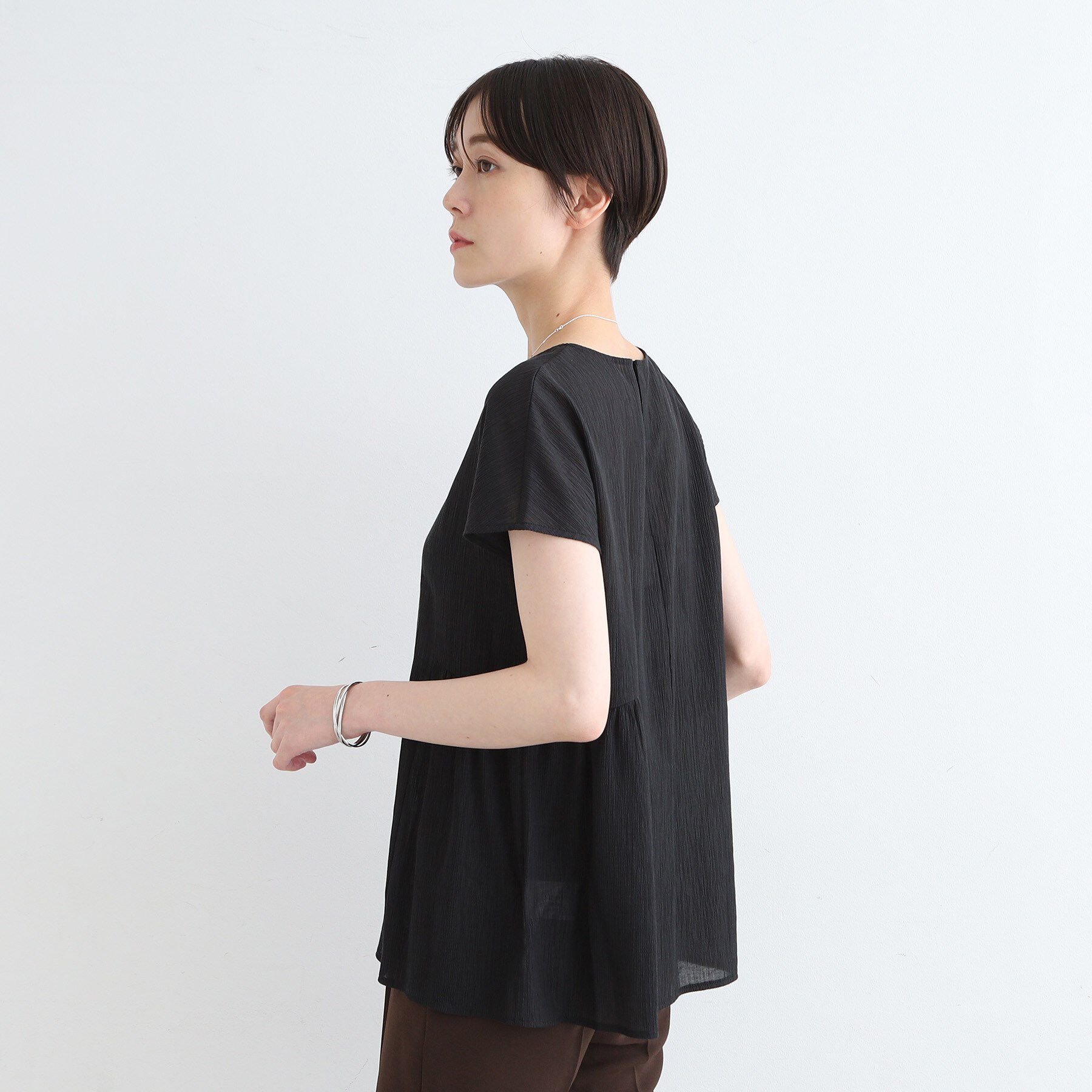 INDIVI「【洗える】ペプラム風デザインきれいめカットソー」|Tシャツ・カットソー|