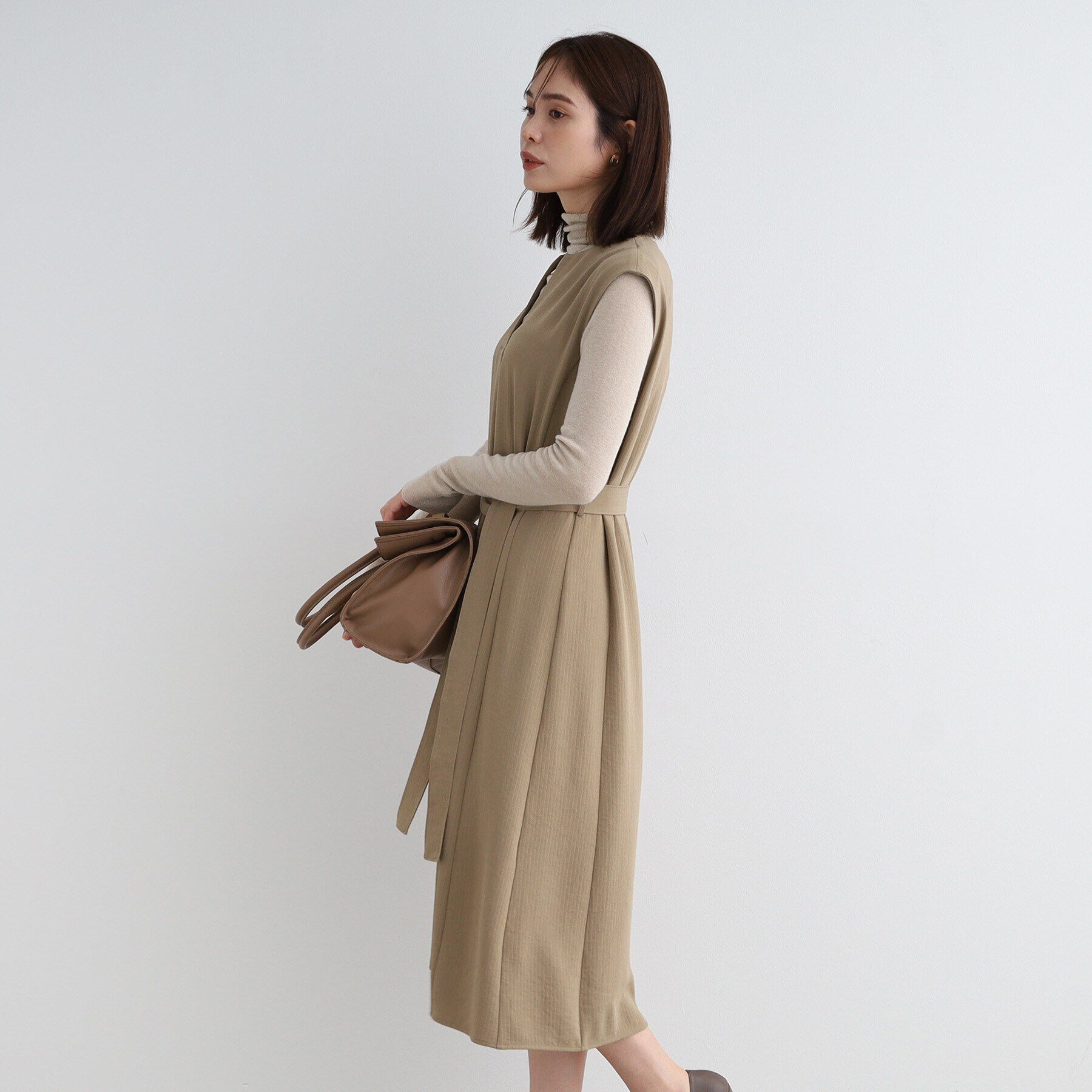 INDIVI「【洗える／UVケア／接触冷感／吸水速乾】ジレ風デザインワンピース」|ワンピース|