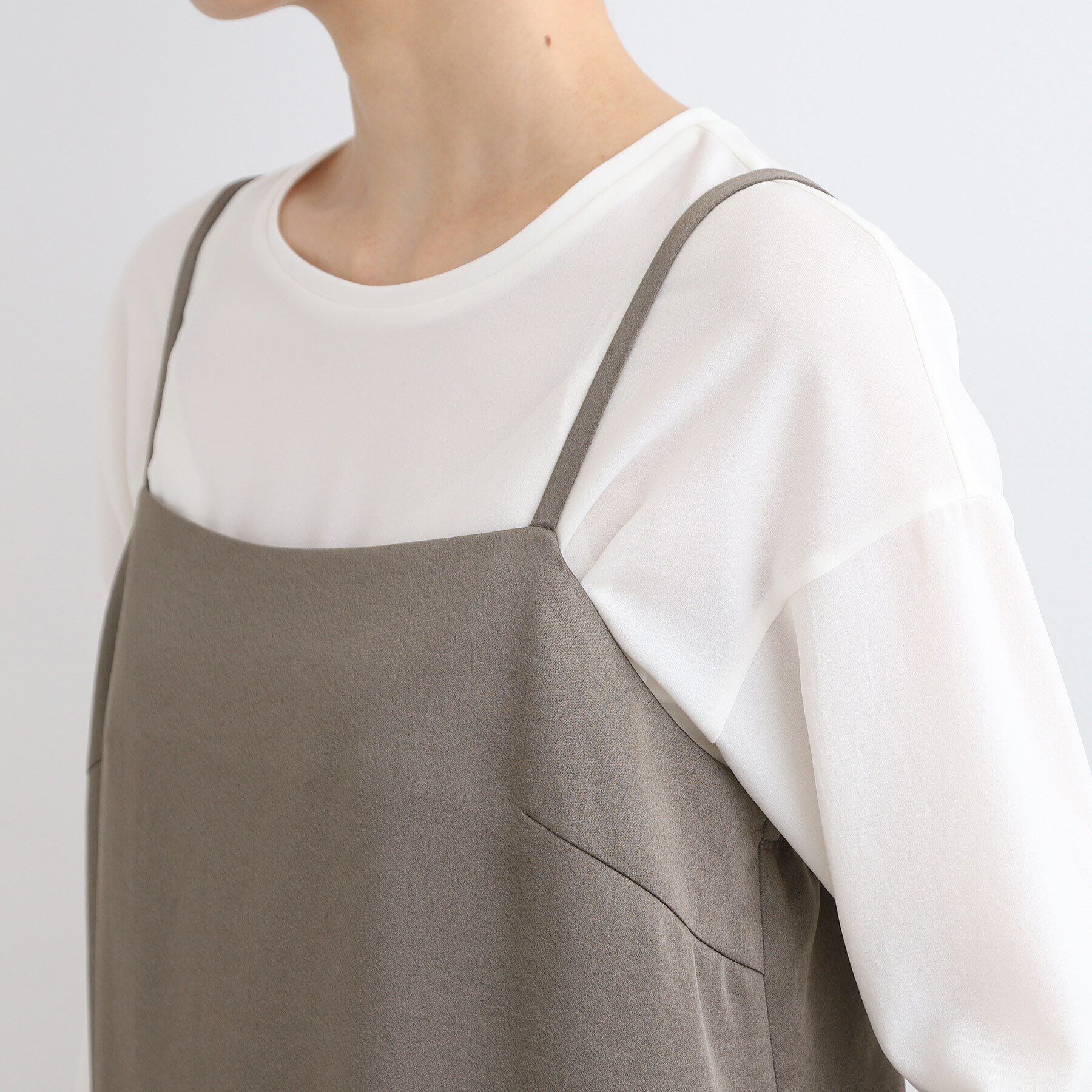 INDIVI「【こなれSETUP／洗える／サテン】キャミワンピース」|ワンピース|