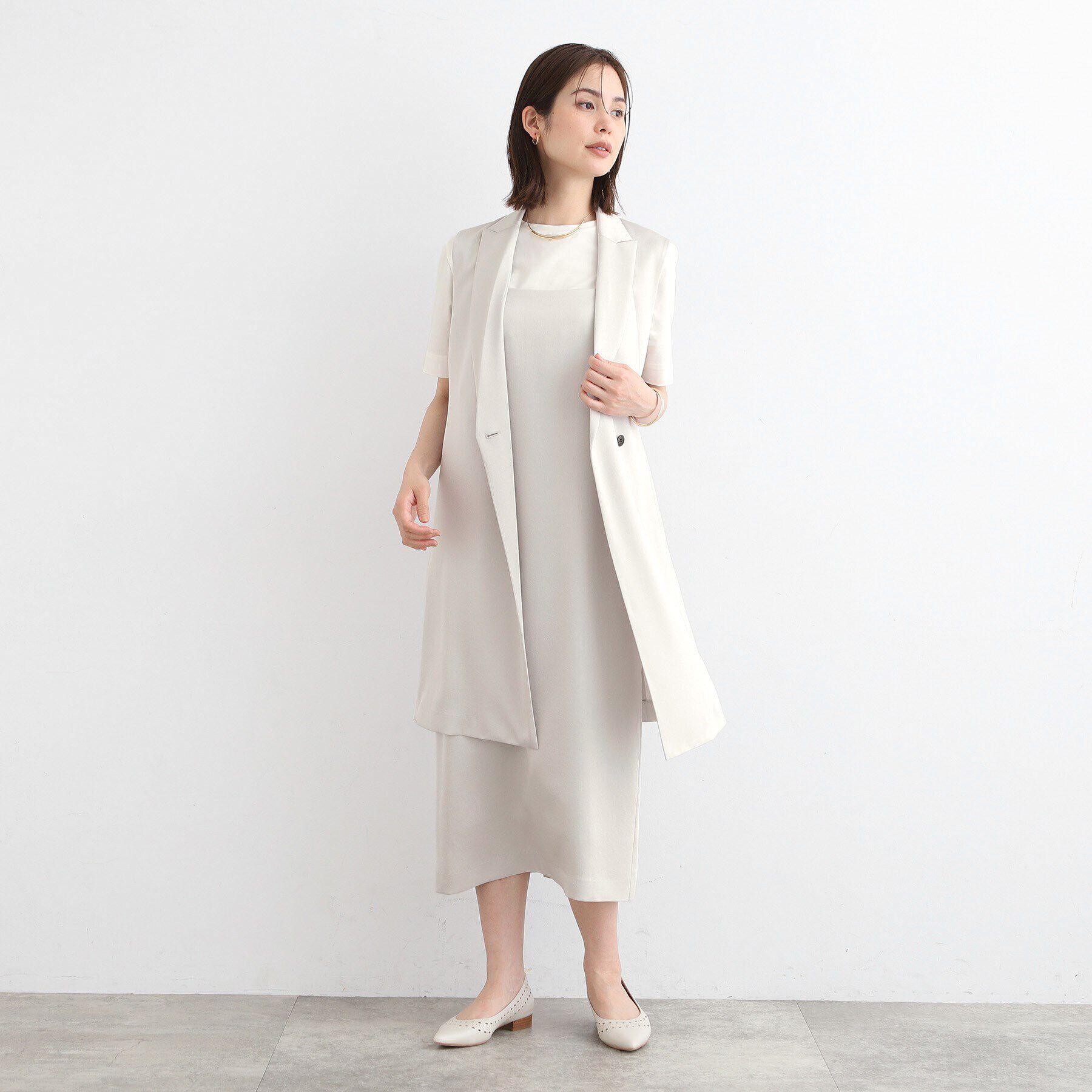 INDIVI「【こなれSETUP／洗える／サテン】キャミワンピース」|ワンピース|