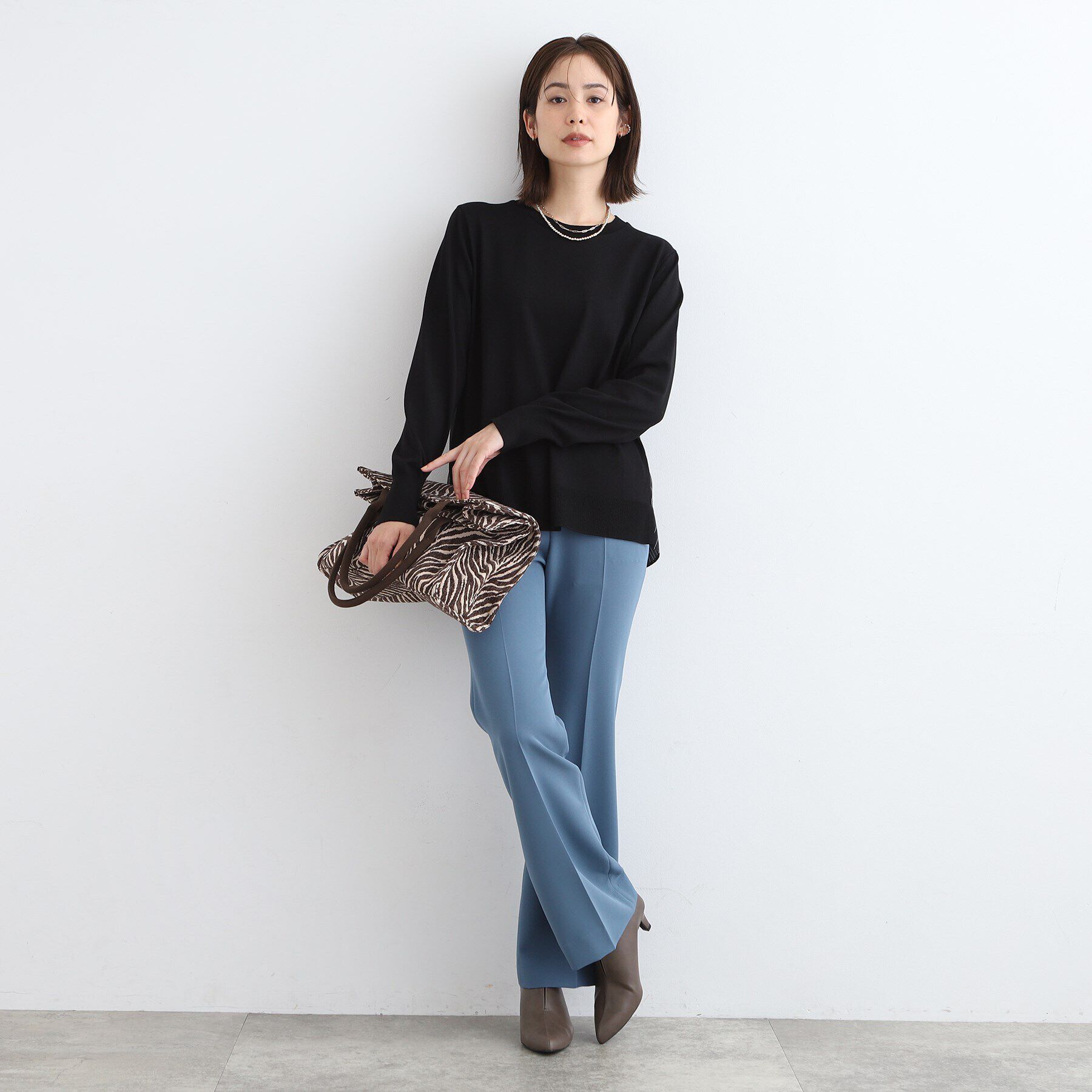 INDIVI「【洗える／バックシャン】ストライプ柄コンビニット」|ニット・セーター|