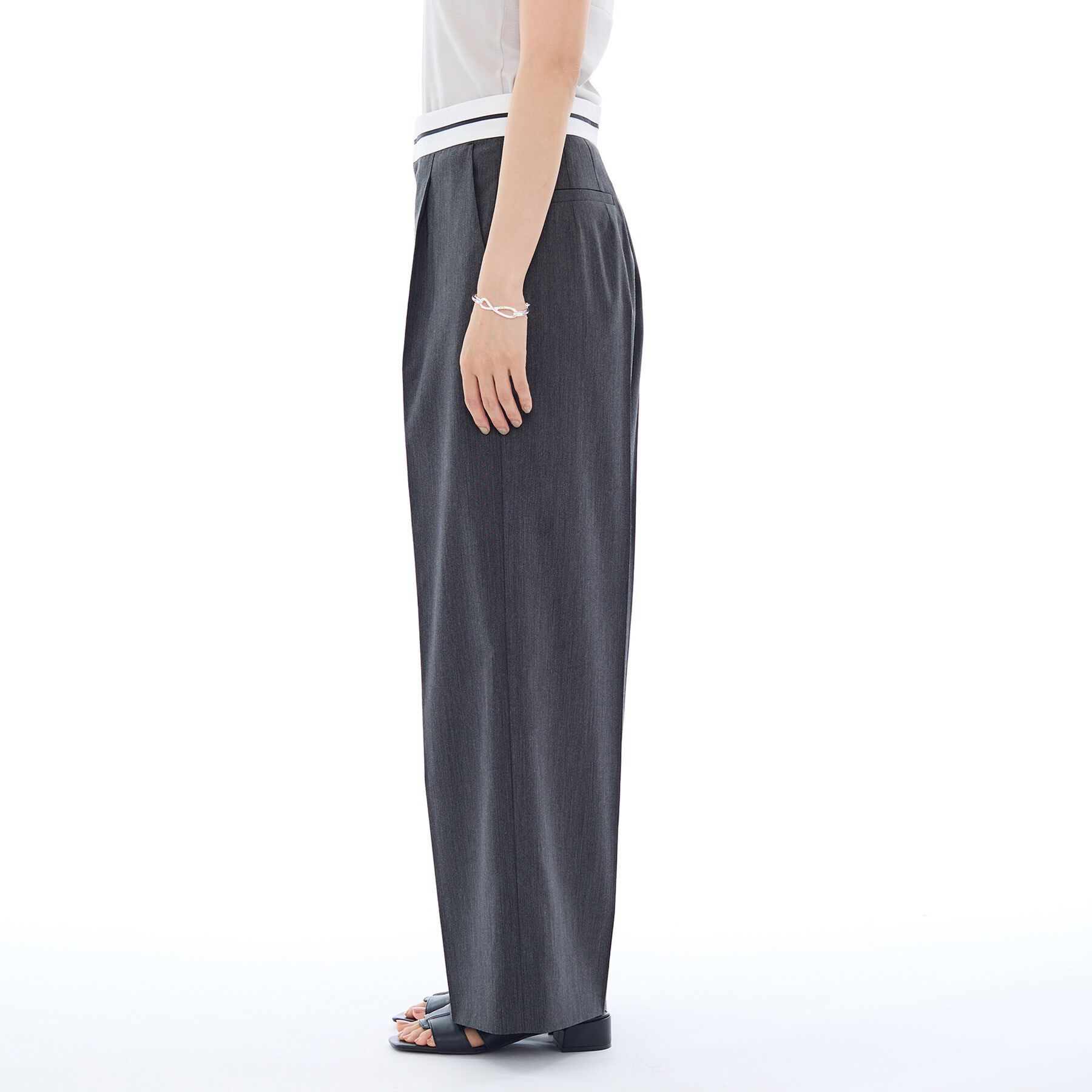 INDIVI「【ウール調素材】ベルトデザインワイドパンツ」|その他|