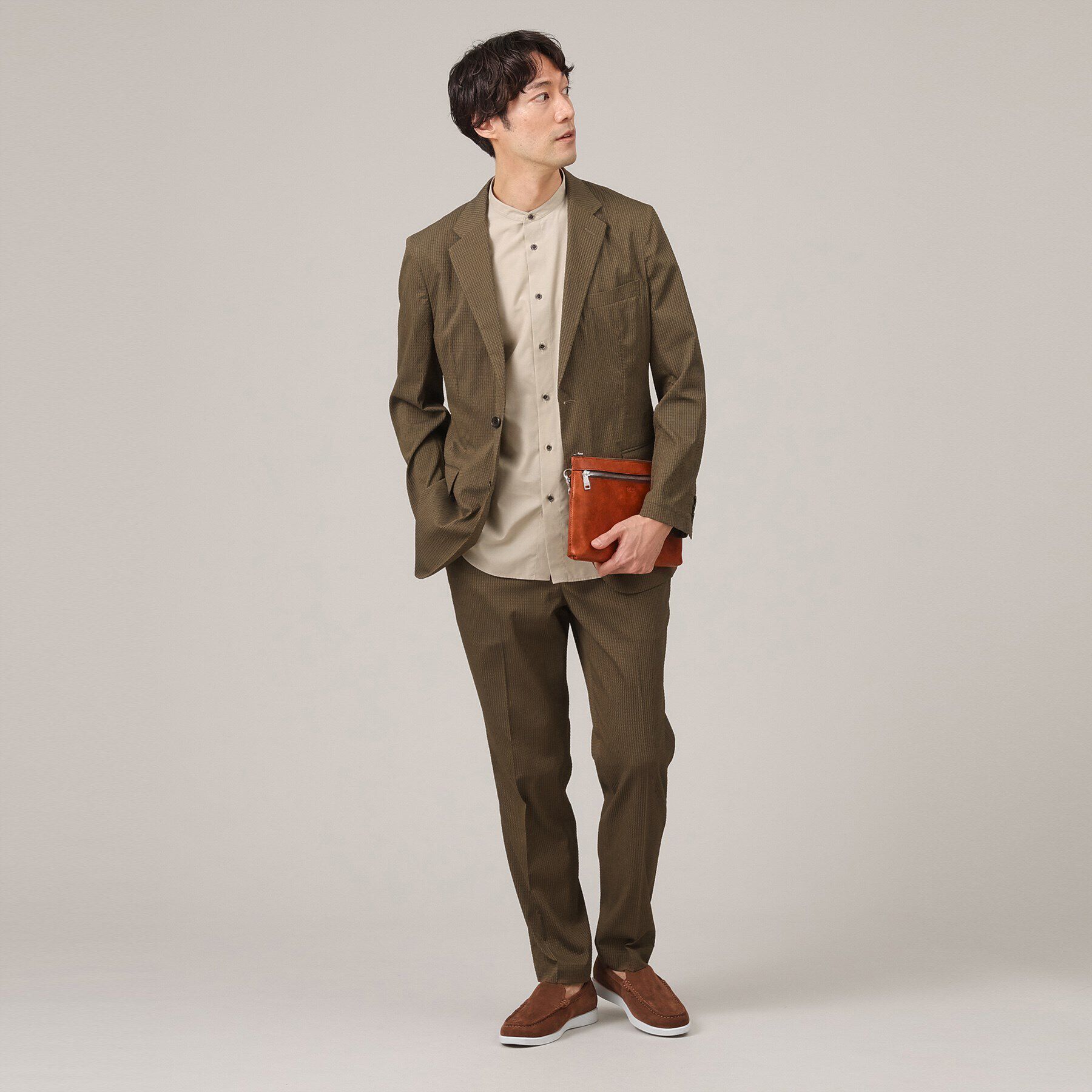 TAKEO KIKUCHI「コットン セルロース バンドカラー 半袖シャツ」|シャツ・ブラウス|