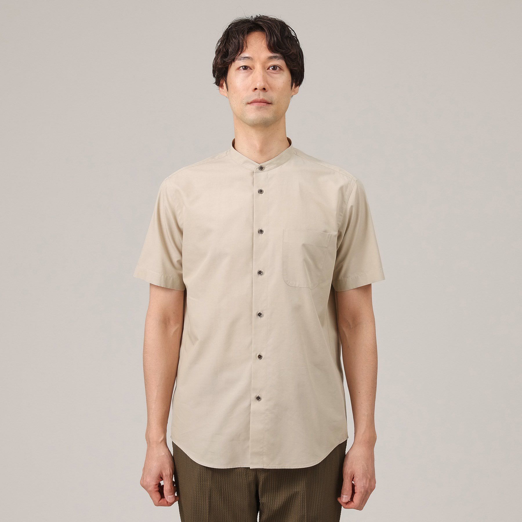 TAKEO KIKUCHI「コットン セルロース バンドカラー 半袖シャツ」|シャツ・ブラウス|