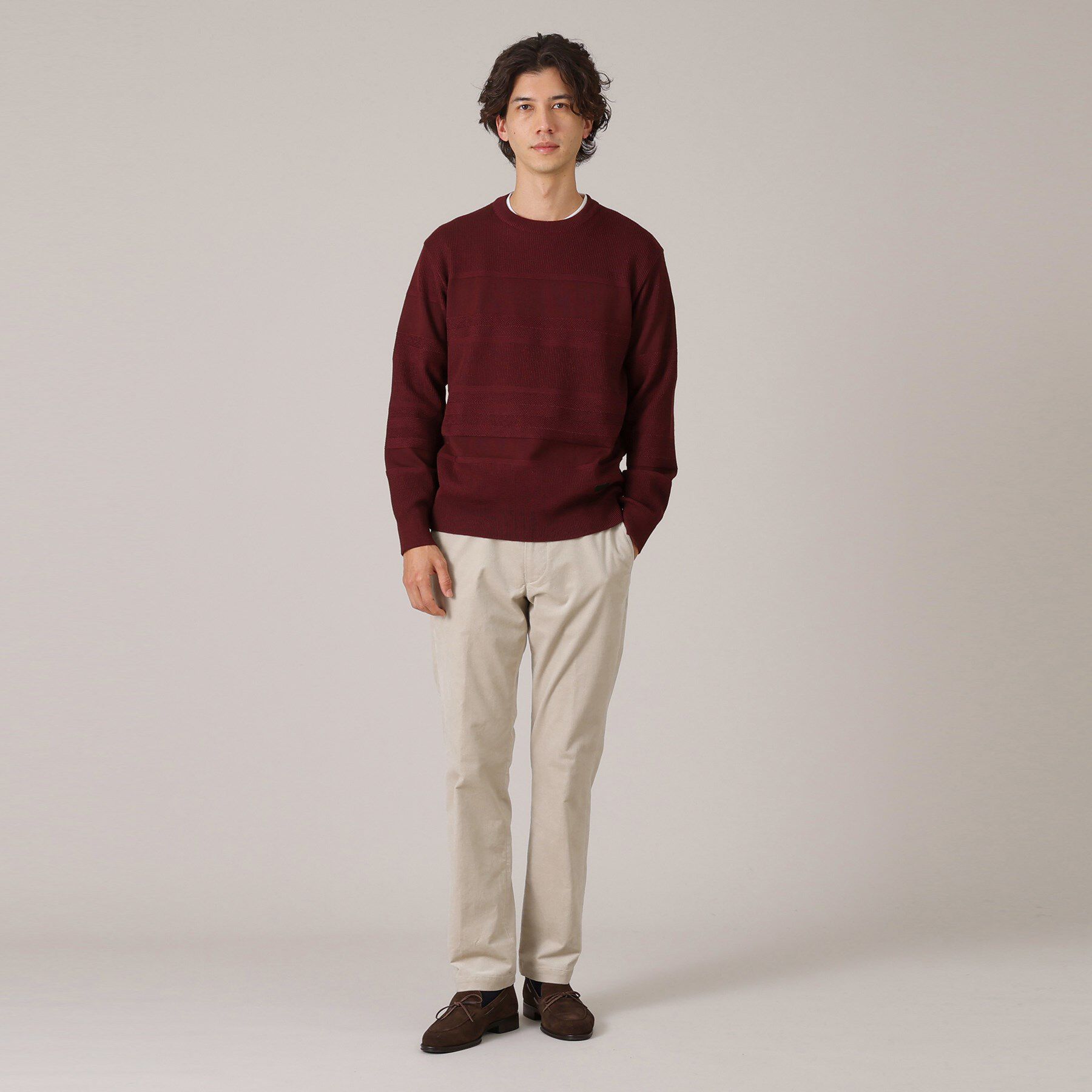 TAKEO KIKUCHI「【Made in JAPAN】編地切替 プルオーバーニット」|ニット・セーター|