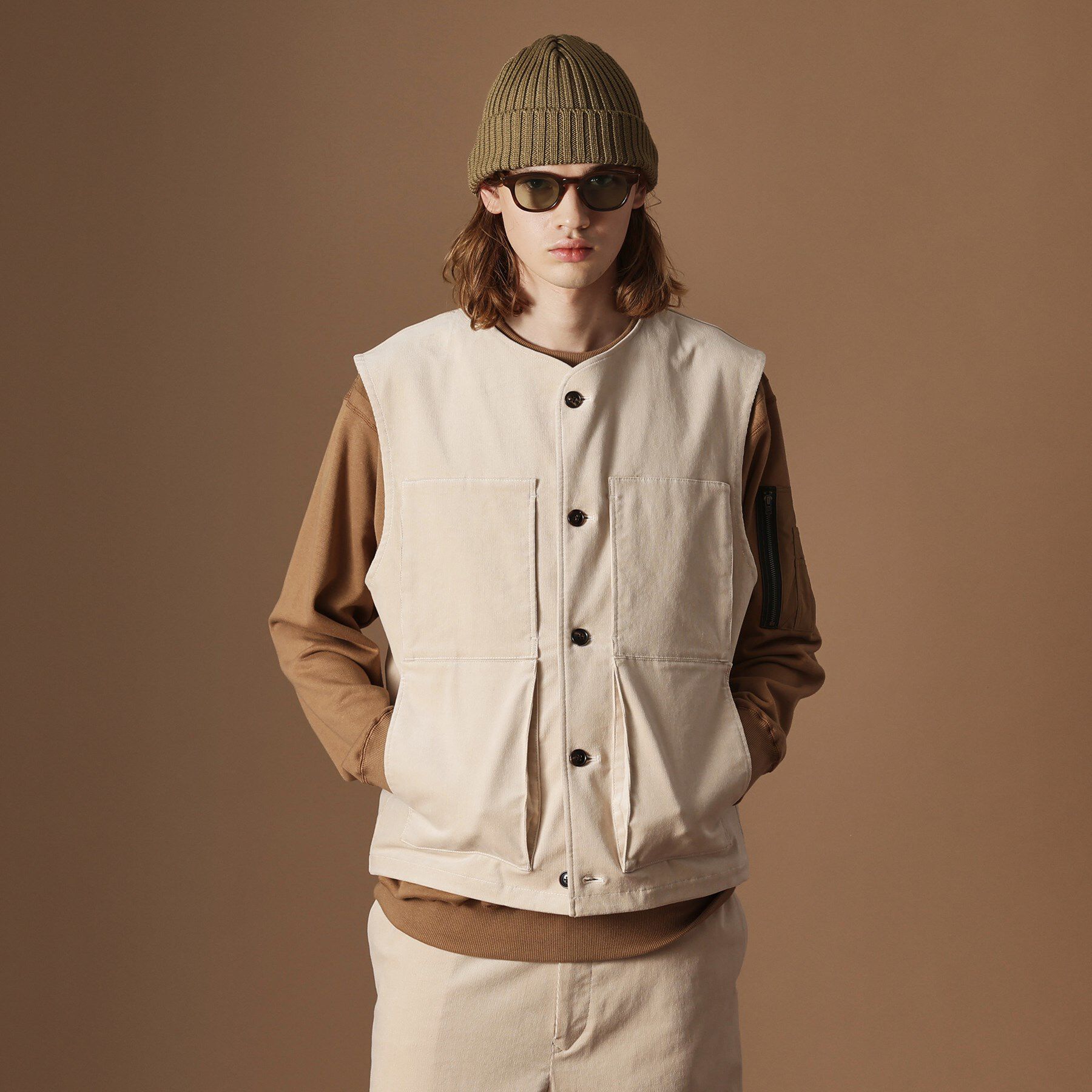 40CARATS&525「【Sサイズ～】コーデュロイ4パッチポケットヴェスト」|ベスト・ジレ|アイボリー(004)