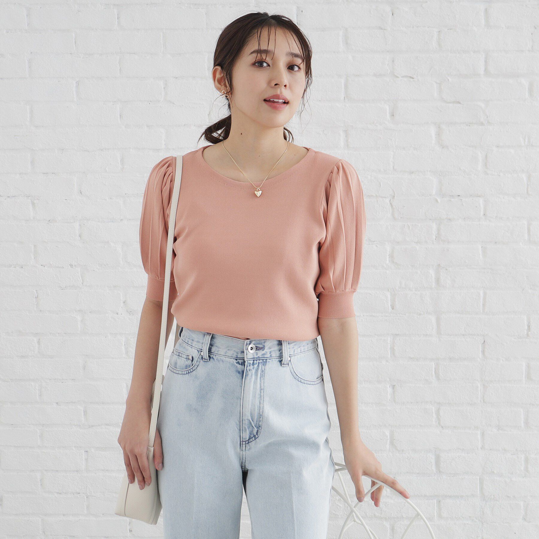 index「《S-LLsize/6color》ドライタッチ プリーツスリーブニット【洗濯機洗い可/抗ピル/接触冷」|ニット・セーター|