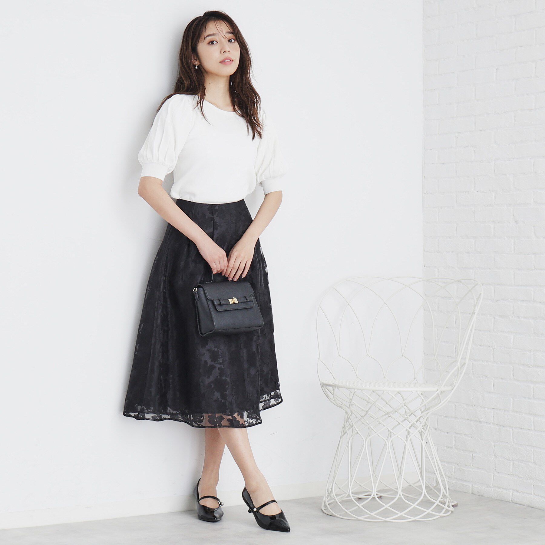 index「《S-LLsize/6color》ドライタッチ プリーツスリーブニット【洗濯機洗い可/抗ピル/接触冷」|ニット・セーター|