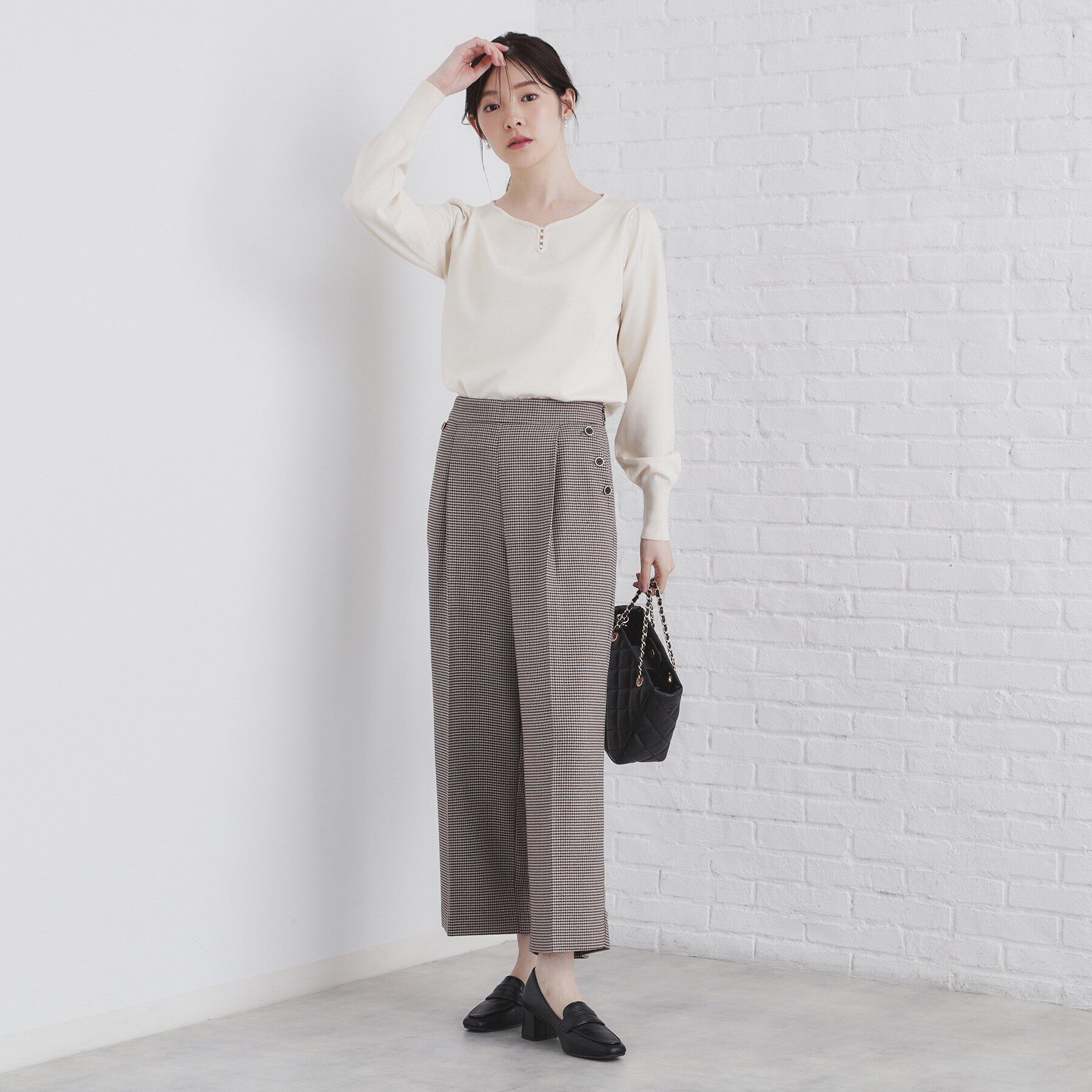 index「《5color/XS-LLsize》パール調デザインハートネックニット【洗濯機洗い可】」|ニット・セーター|