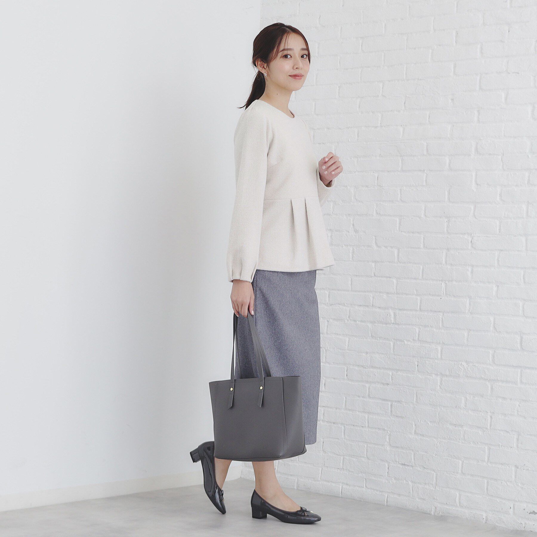 index「起毛ツイード調ジャージトップス【洗濯機洗い可】」|Tシャツ・カットソー|