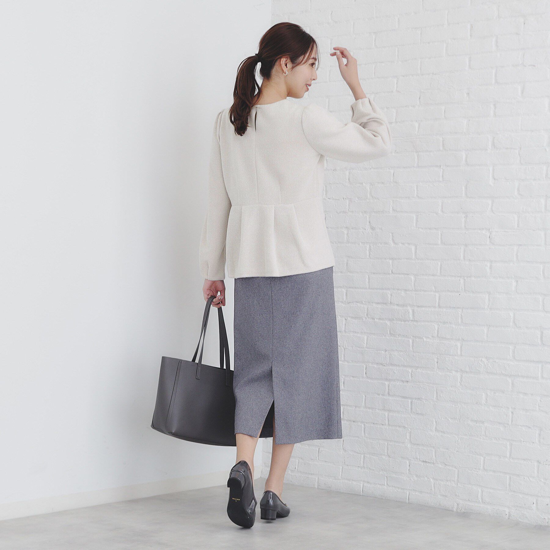 index「起毛ツイード調ジャージトップス【洗濯機洗い可】」|Tシャツ・カットソー|