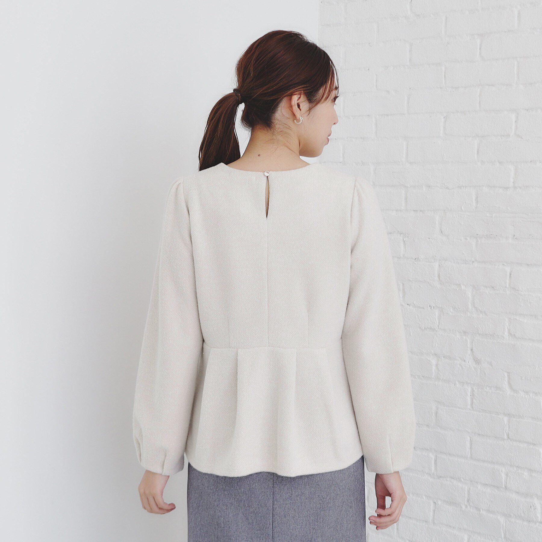 index「起毛ツイード調ジャージトップス【洗濯機洗い可】」|Tシャツ・カットソー|