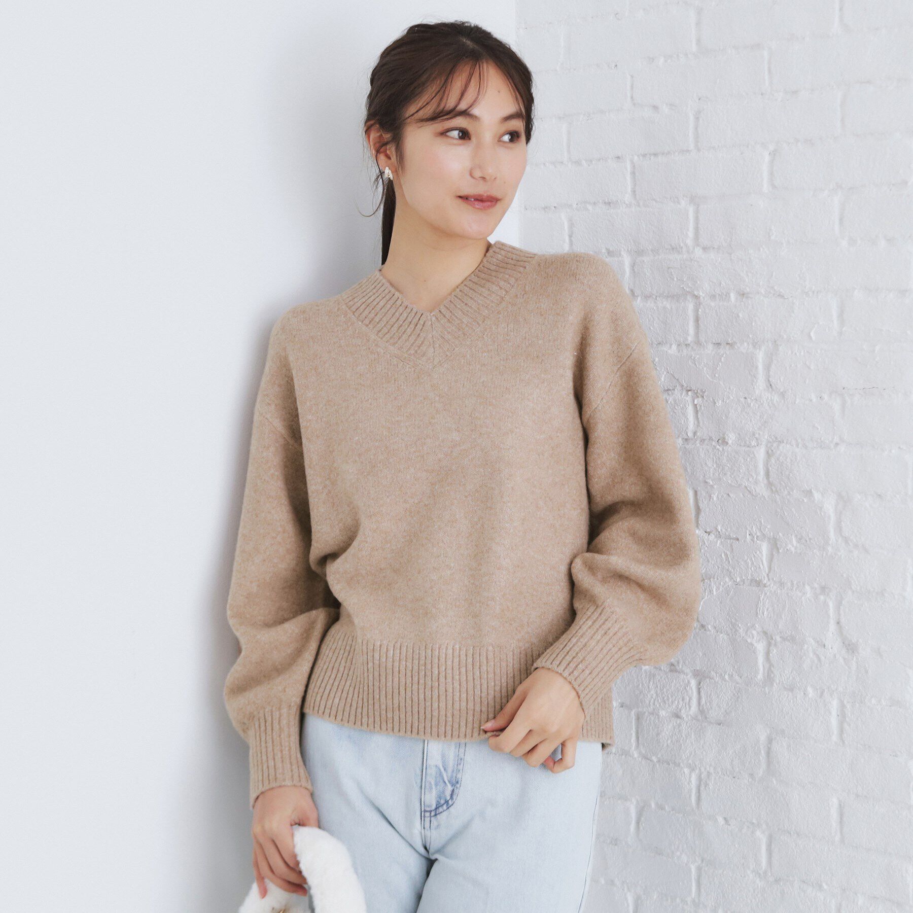 index「《6color》ラムライクVネックニット【洗濯機洗い可】」|ニット・セーター|