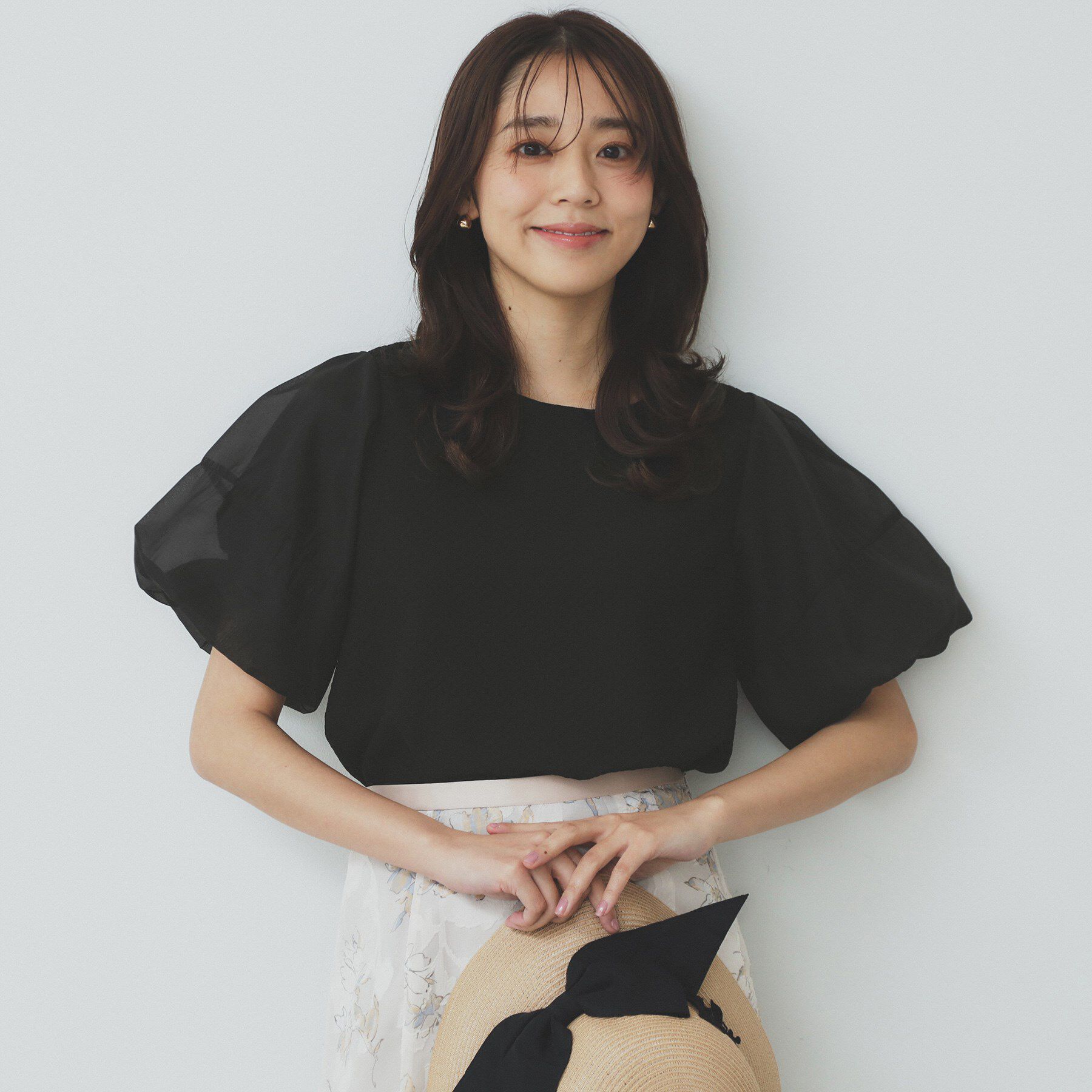 index「シアーバルーンスリーブトップス【洗濯機洗い可】」|Tシャツ・カットソー|ブラック(019)