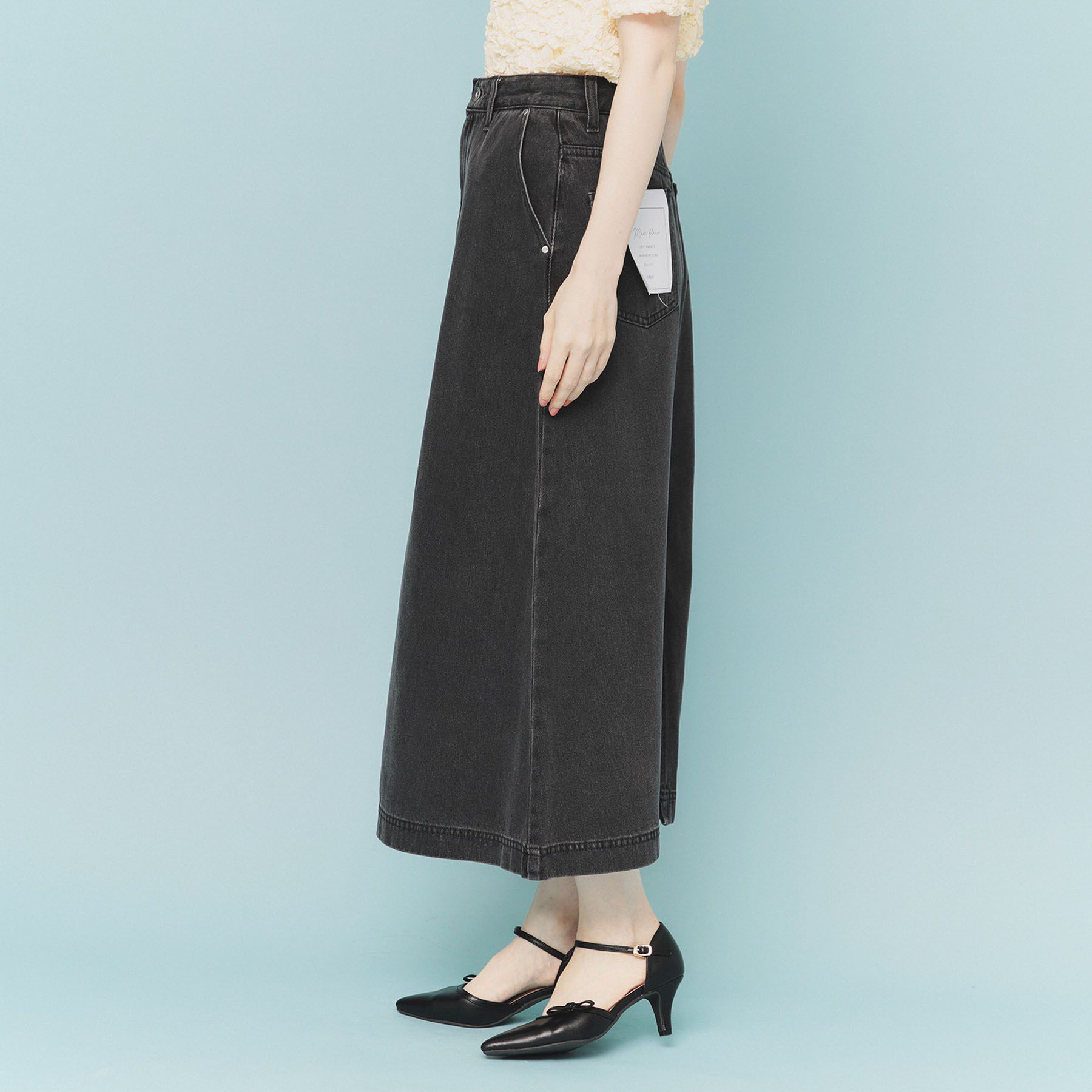 index「《丈が選べる》Aラインデニムロングスカート【洗濯機洗い可】」|スカート|