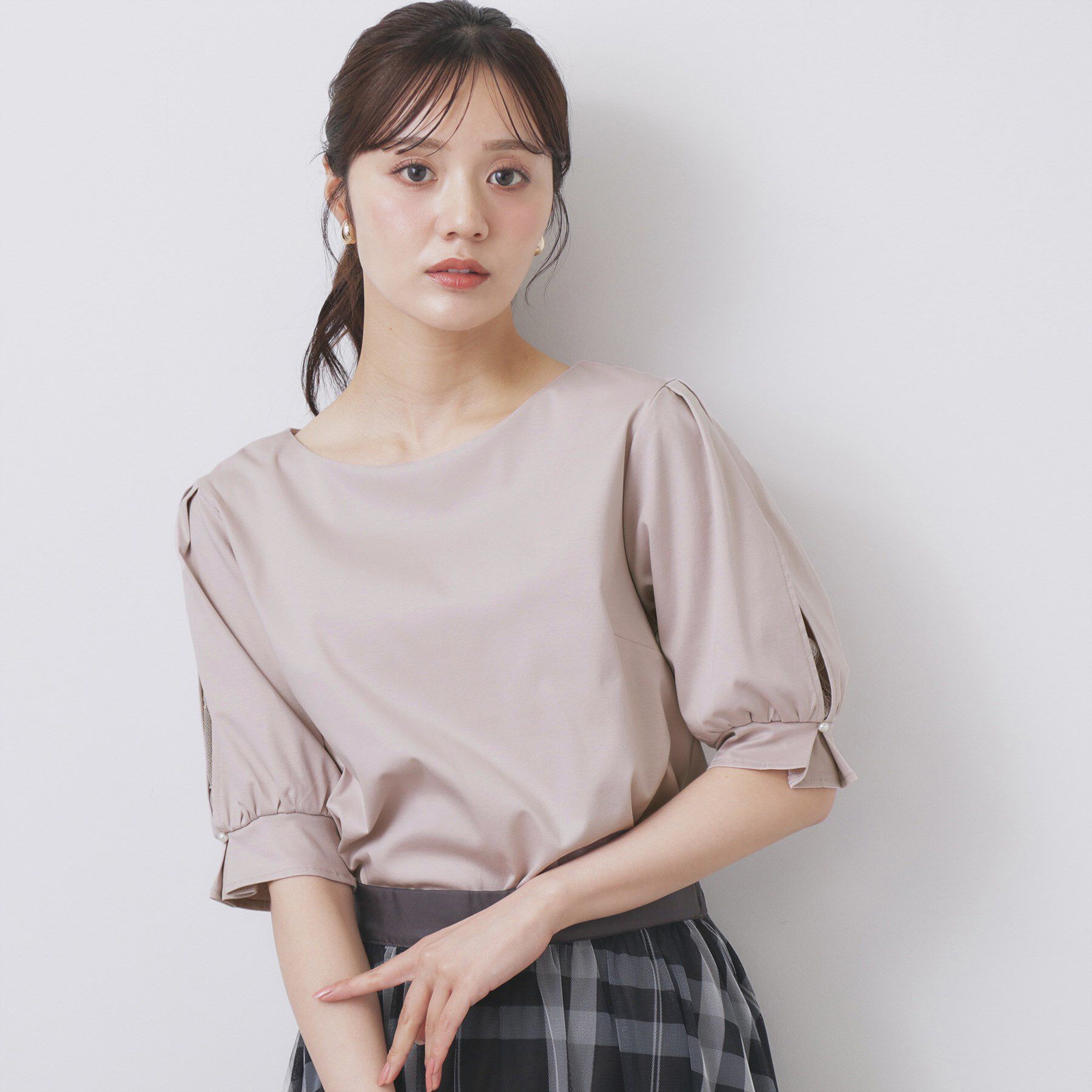 index「レースドッキングスリーブトップス【洗濯機洗い可/UVケア】」|Tシャツ・カットソー|