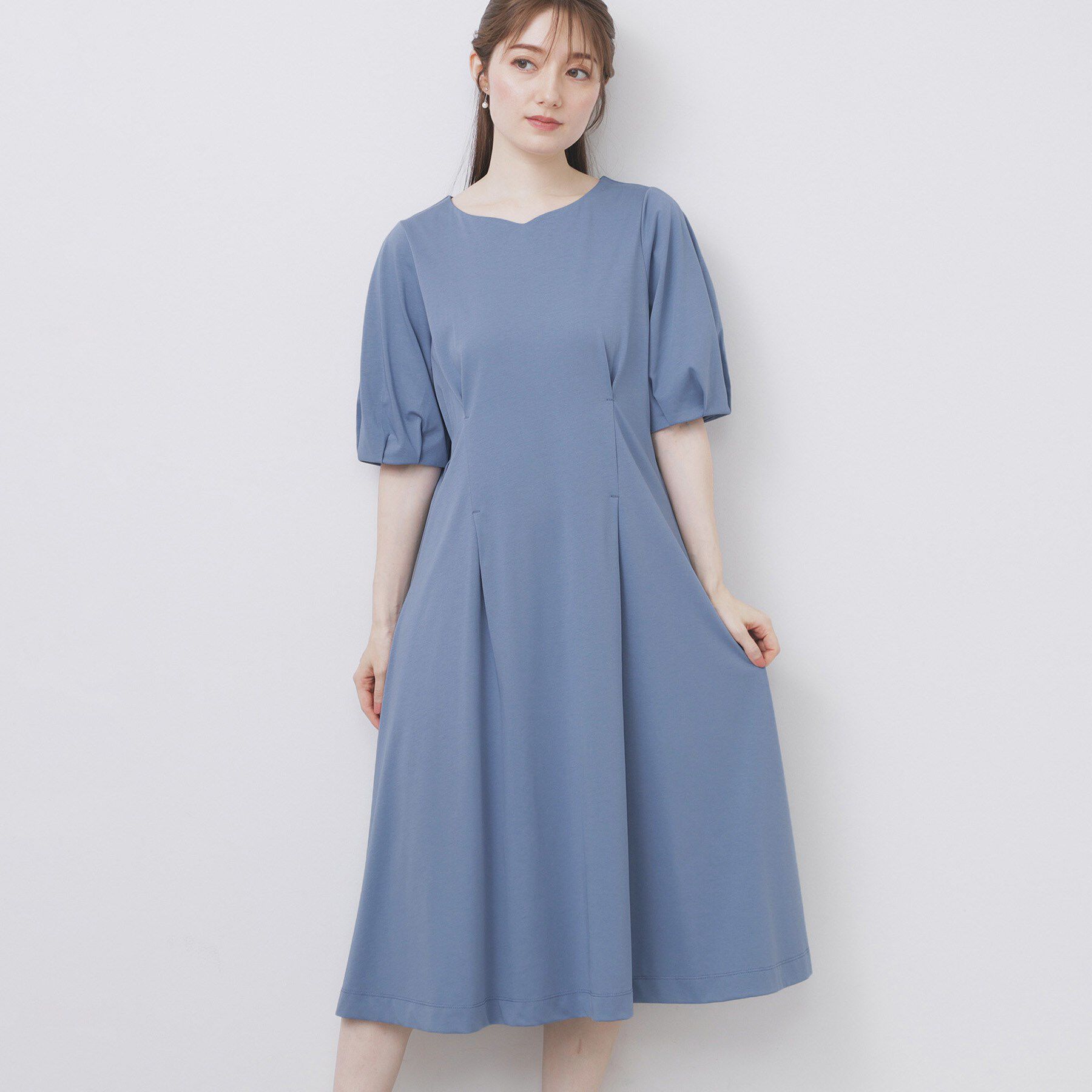 index「ハートネックパフワンピース【洗濯機洗い可/UVケア/接触冷感】」|ワンピース|