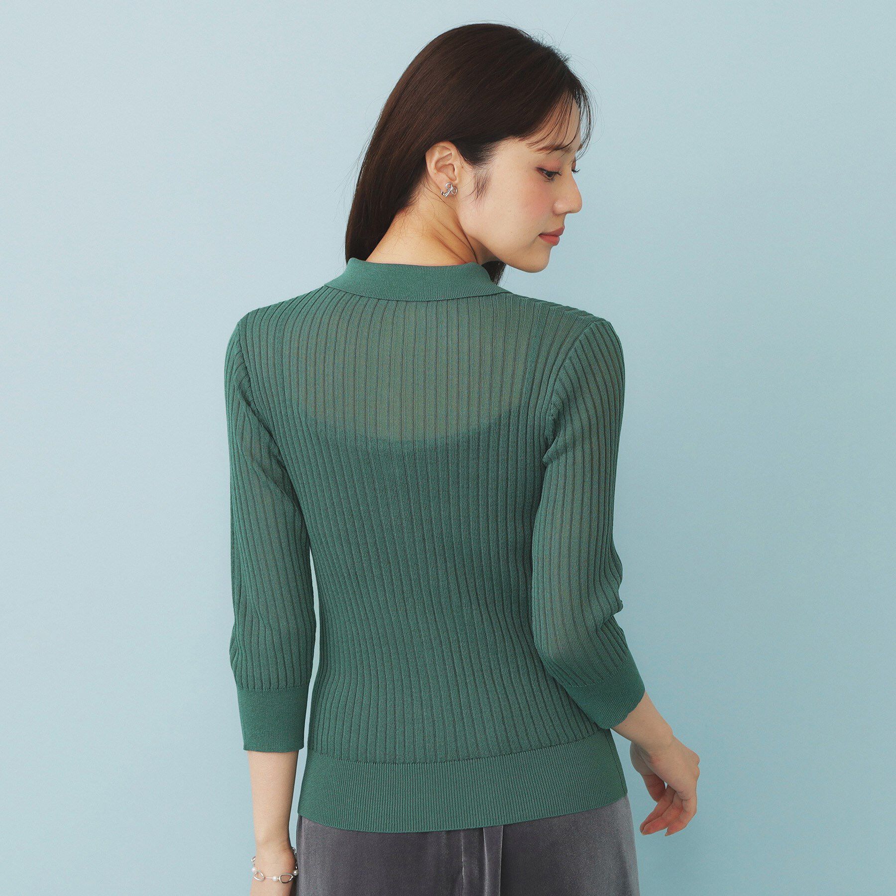 index「シアーリブ衿付きニット【洗濯機洗い可/抗ピル】」|ニット・セーター|