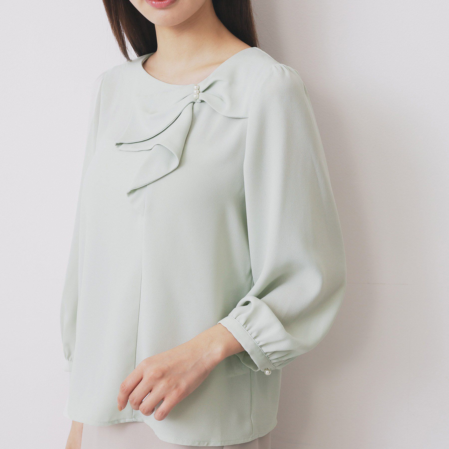 index「パール調リボンブラウス【洗濯機洗い可/イージーアイロン】」|シャツ・ブラウス|