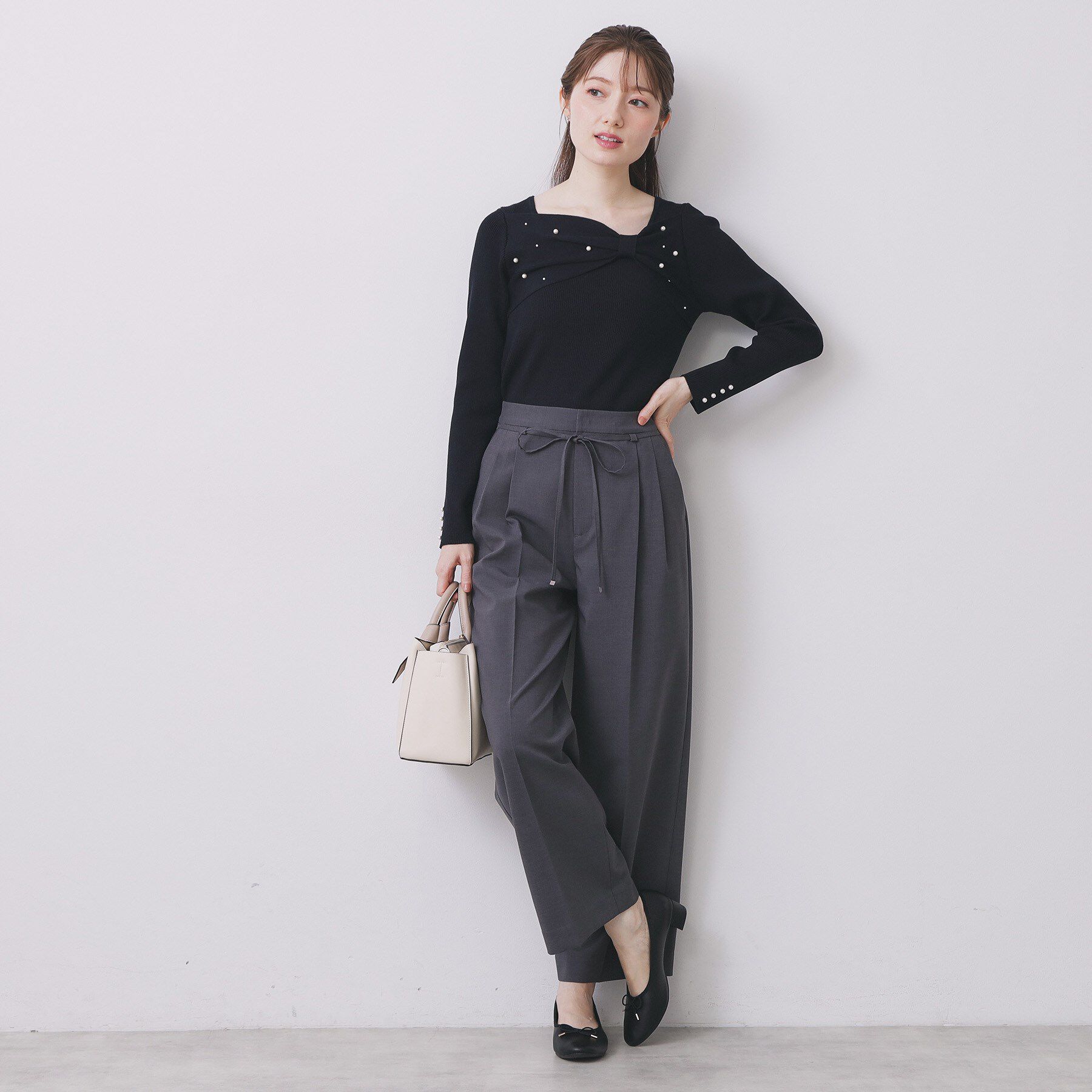 index「リボンパール調リブニット【洗濯機OK】」|ニット・セーター|