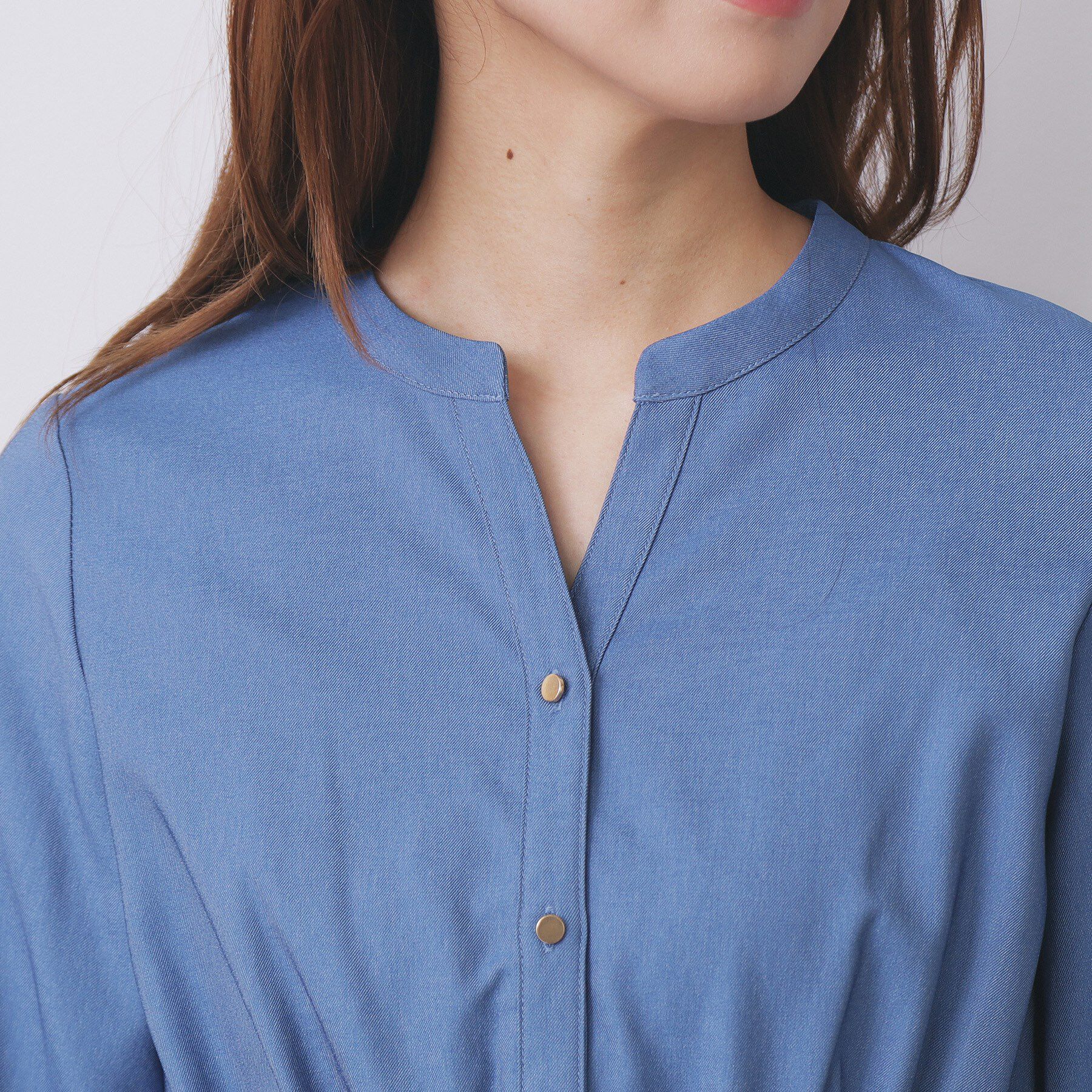 index「シャンブレーツイルドッキングフレアワンピース【洗濯機OK/イージーアイロン】」|ワンピース|