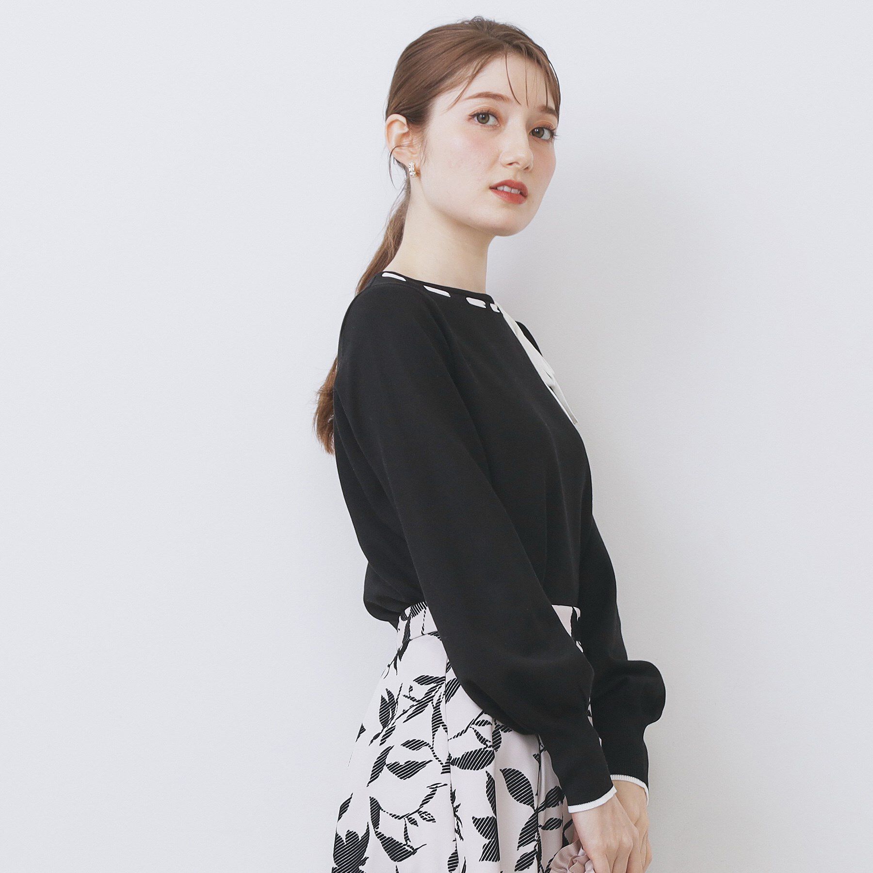 index「はしごリボンバイカラーニット【洗濯機OK】」|ニット・セーター|