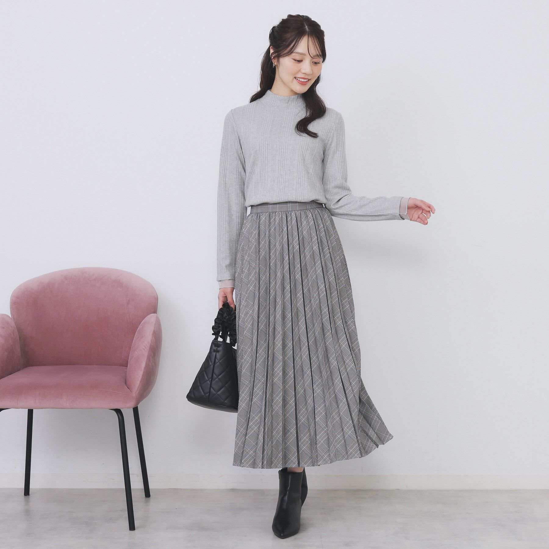 index「ランダムリブハイネックトップス【洗濯機OK/吸湿発熱】」|Tシャツ・カットソー|