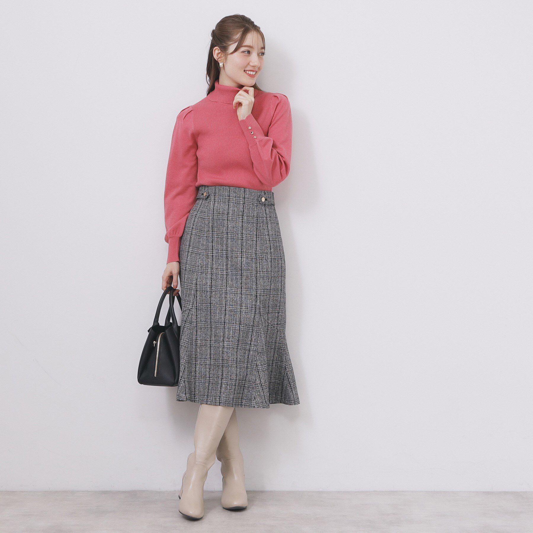 index「タートルネックタックパフスリーブニット【洗濯機OK】」|ニット・セーター|