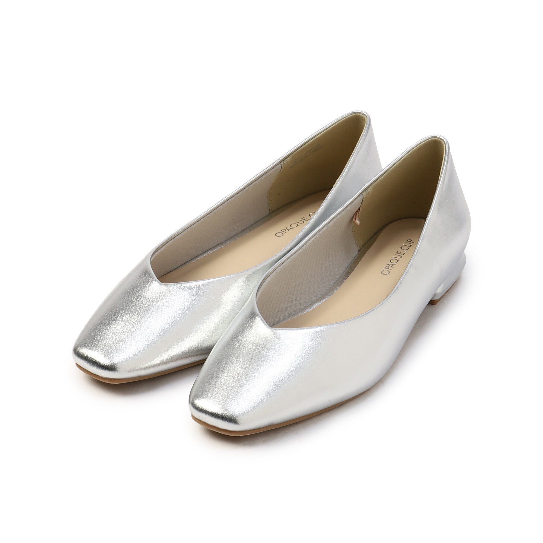 OPAQUE.CLIP「【抗菌防臭加工】スクエアトゥ合皮Vフラットシューズ」|パンプス|