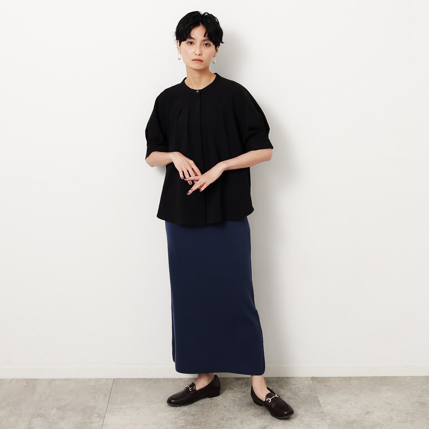 OPAQUE.CLIP「リネンライク タックデザインブラウス【洗濯機洗い可】」|シャツ・ブラウス|