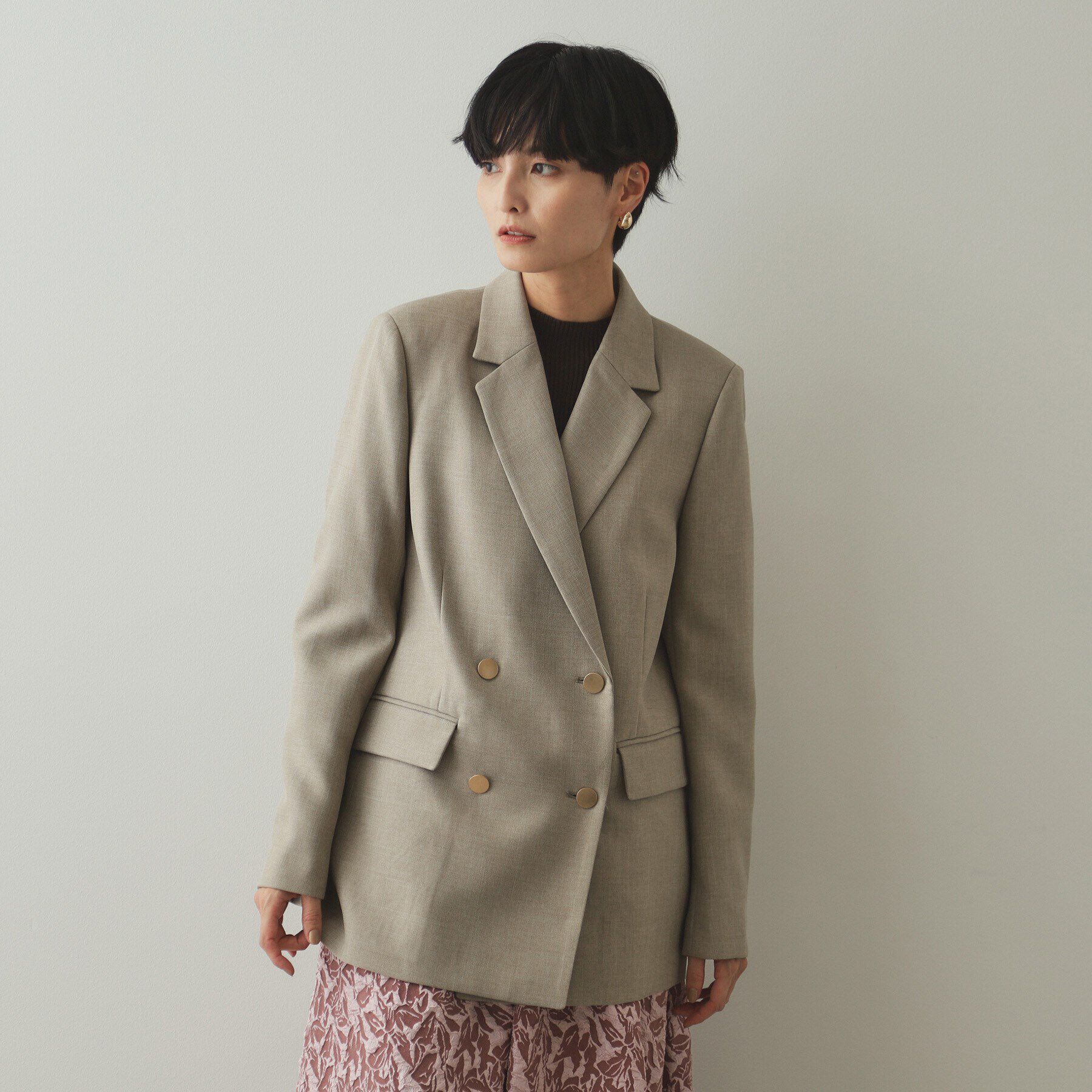 OPAQUE.CLIP「金ボタンダブルテーラードジャケット【洗える/ストレッチ/抗ピル】」|テーラードジャケット|