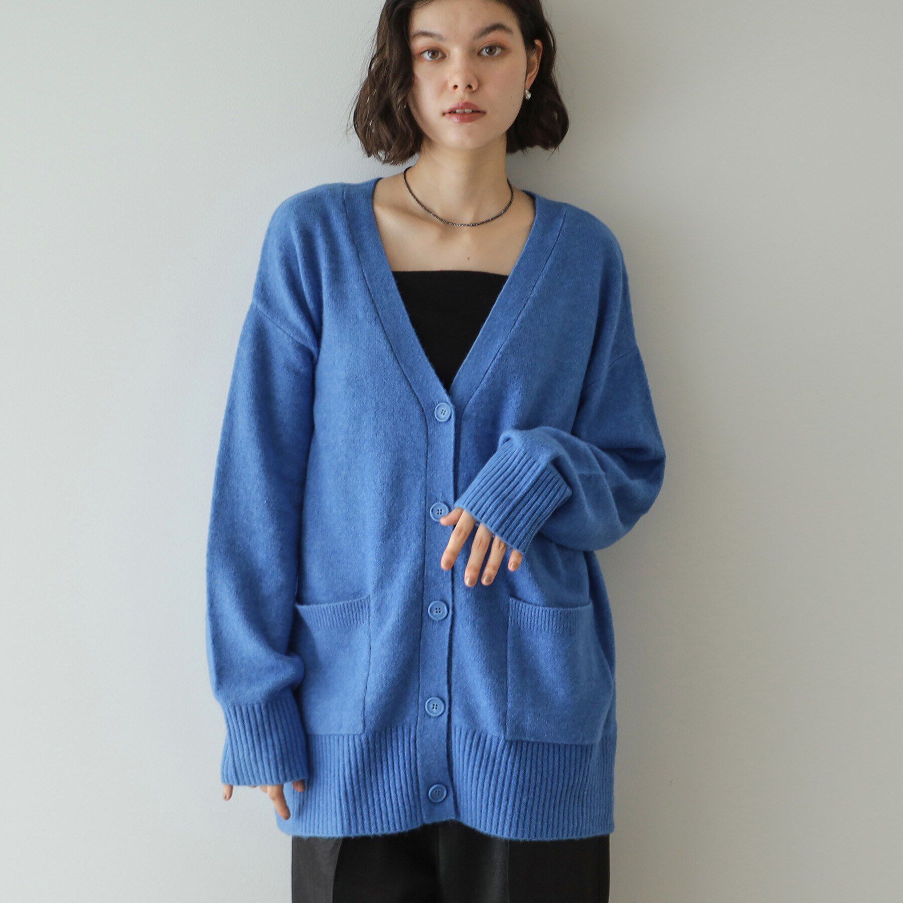 OPAQUE.CLIP「アンゴラ混リラクシーVネックニットカーディガン【洗濯機洗い可】」|カーディガン|
