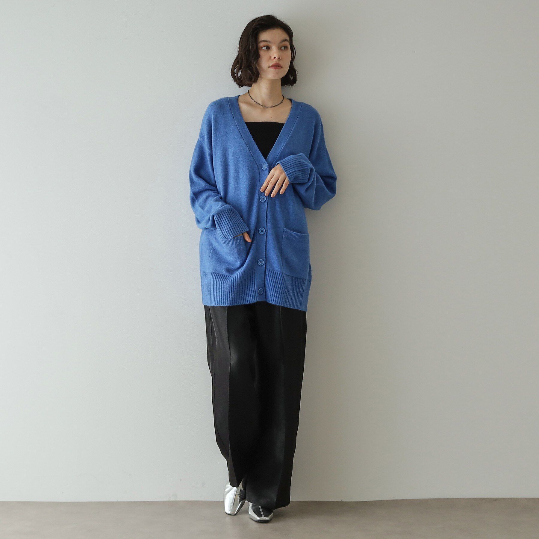OPAQUE.CLIP「アンゴラ混リラクシーVネックニットカーディガン【洗濯機洗い可】」|カーディガン|