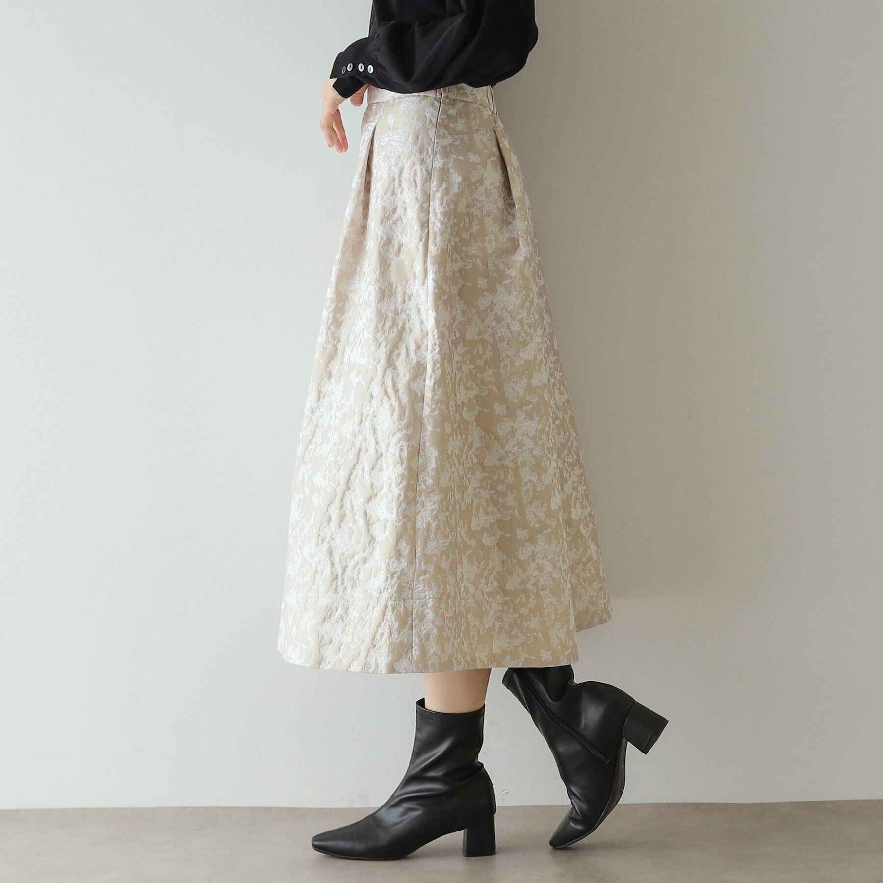 OPAQUE.CLIP「ジャカードフレアスカート【洗濯機洗い可】」|スカート|