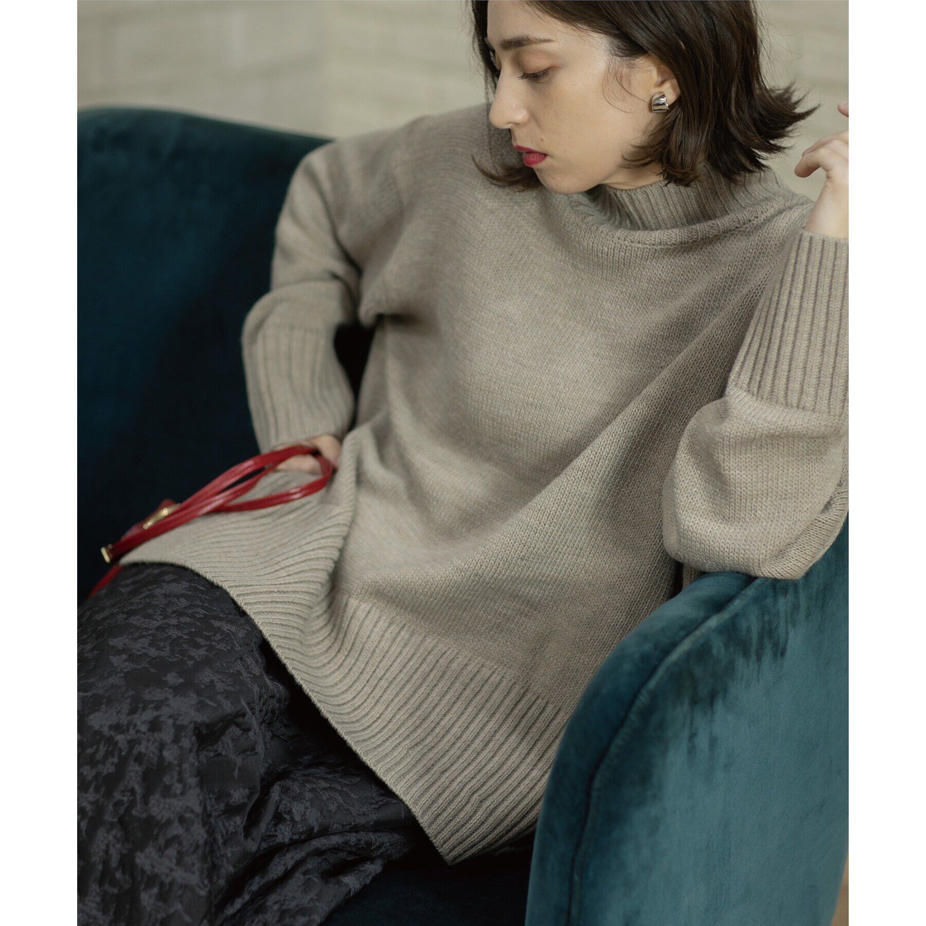 OPAQUE.CLIP「《10color/S-LLsize》ハイネックミドルゲージニット【洗濯機洗い可】」|ニット・セーター|ライトベージュ(05