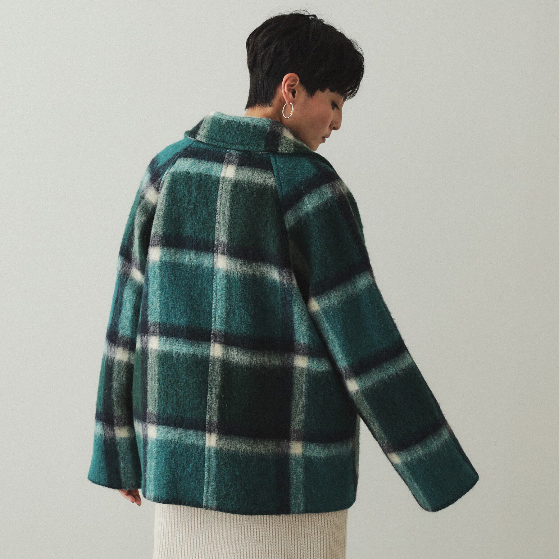 OPAQUE.CLIP「《美人百花掲載》ビックチェック ミドルPコート」|ピーコート|