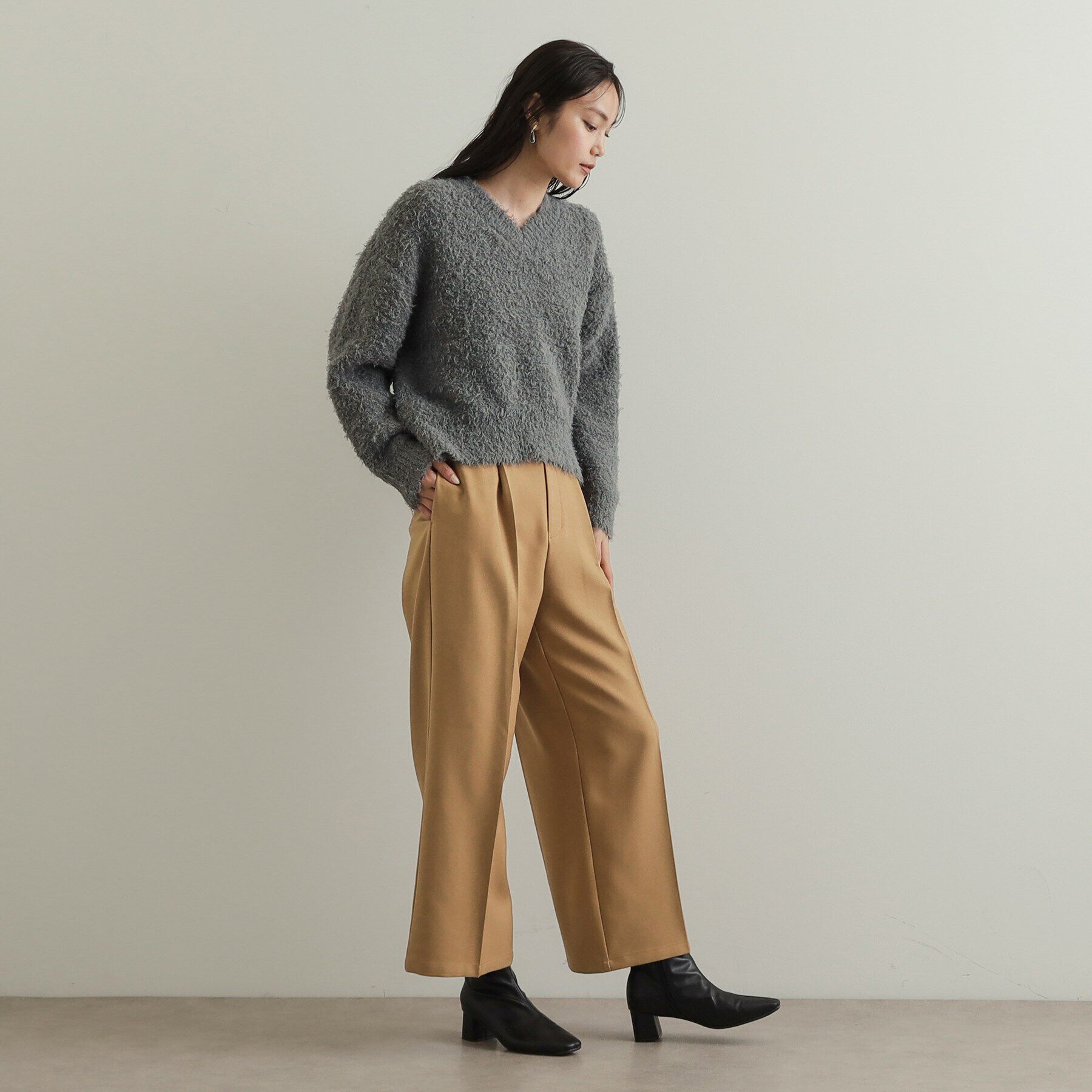 OPAQUE.CLIP「Vネックローゲージニット【洗濯機洗い可／抗ピル】」|ニット・セーター|