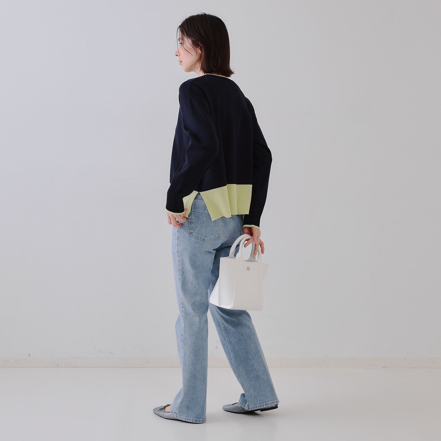 OPAQUE.CLIP「バイカラーボクシーニット【洗濯機洗い可】」|ニット・セーター|