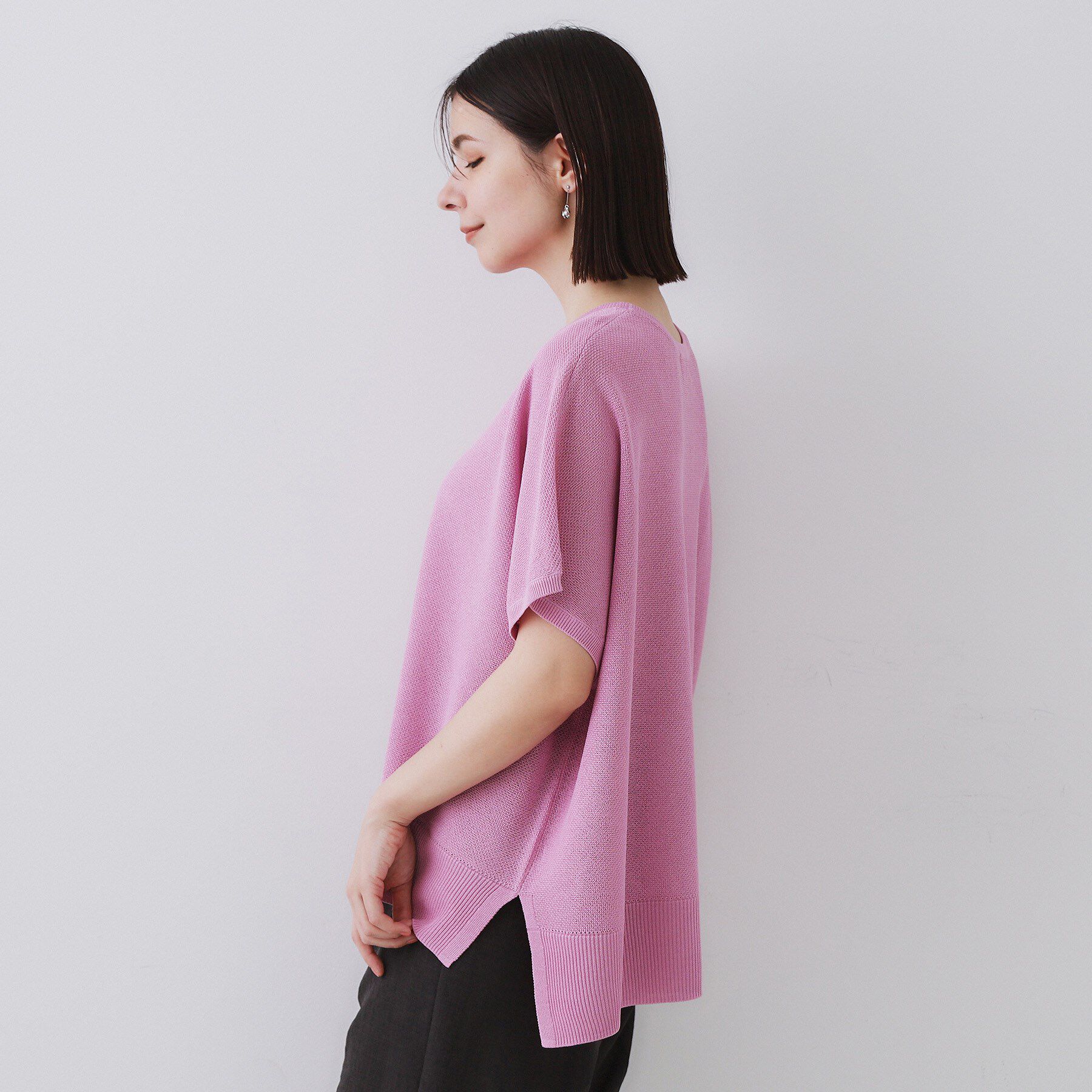 OPAQUE.CLIP「《5色展開/S-LLサイズ》リラクシーメッシュニット【洗濯機洗い可】」|ニット・セーター|