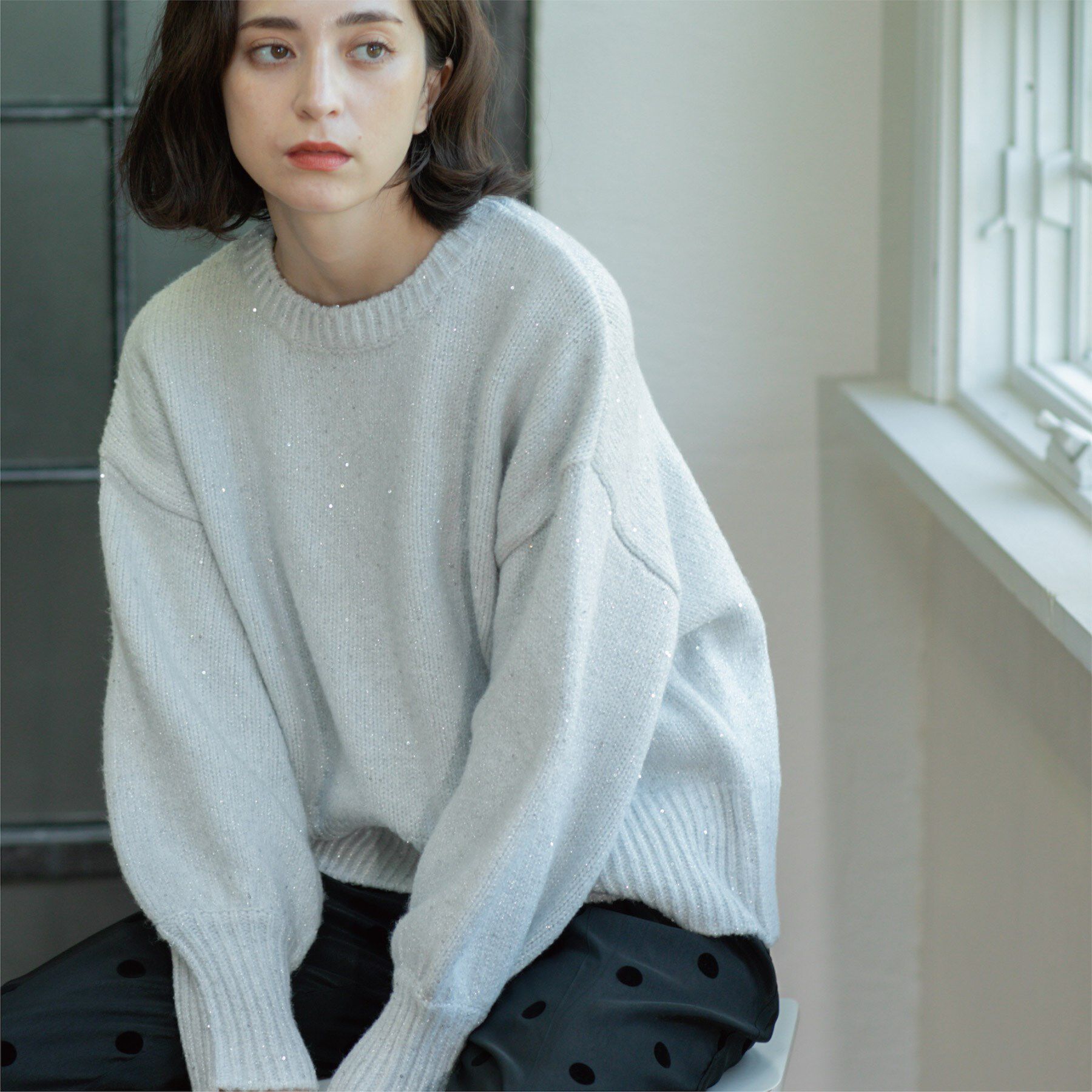OPAQUE.CLIP「スパンコールラメニット【洗える】」|ニット・セーター|