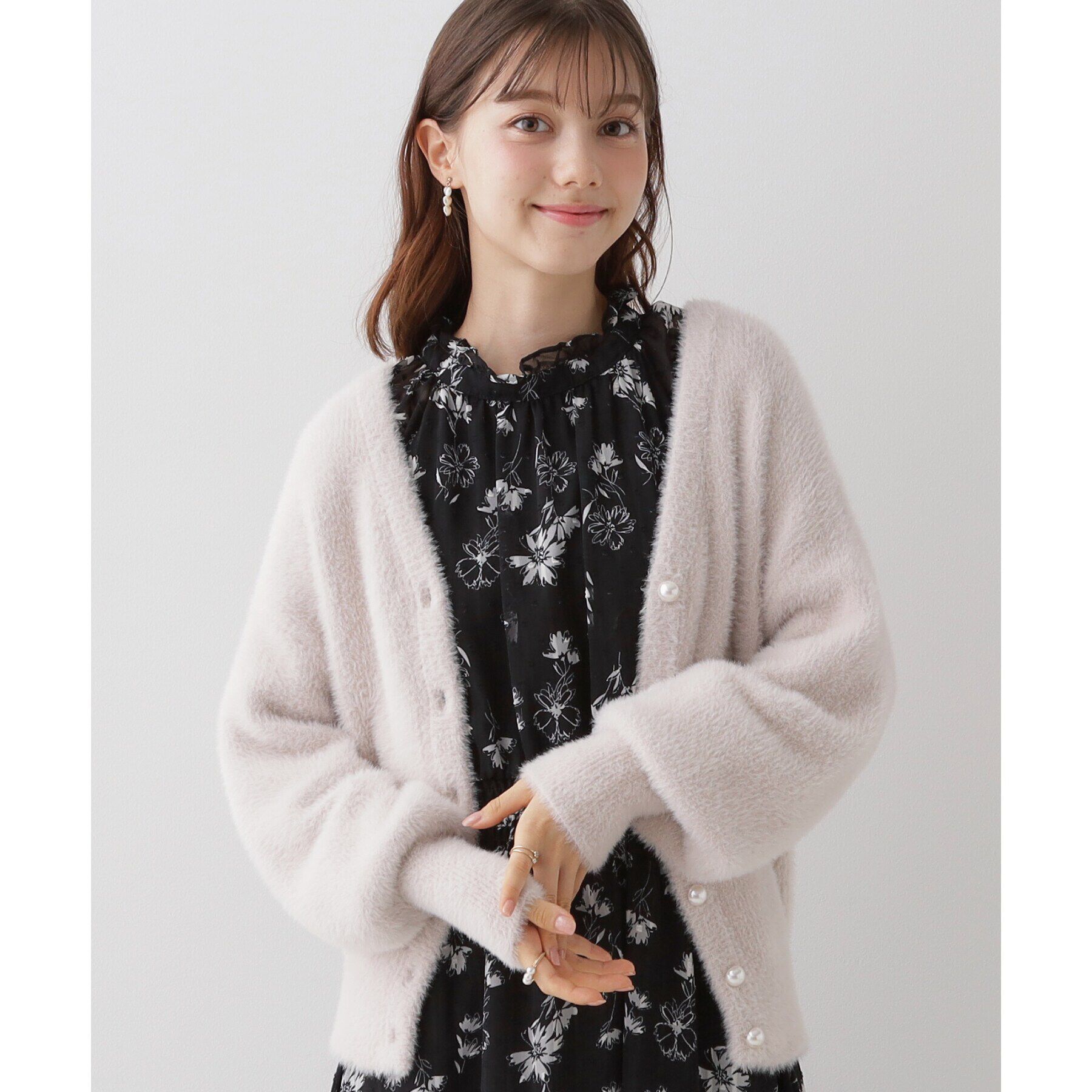 Couture broach「【ほろ甘・ふわふわ】前後2WAYフェザーカーディガン」|カーディガン|